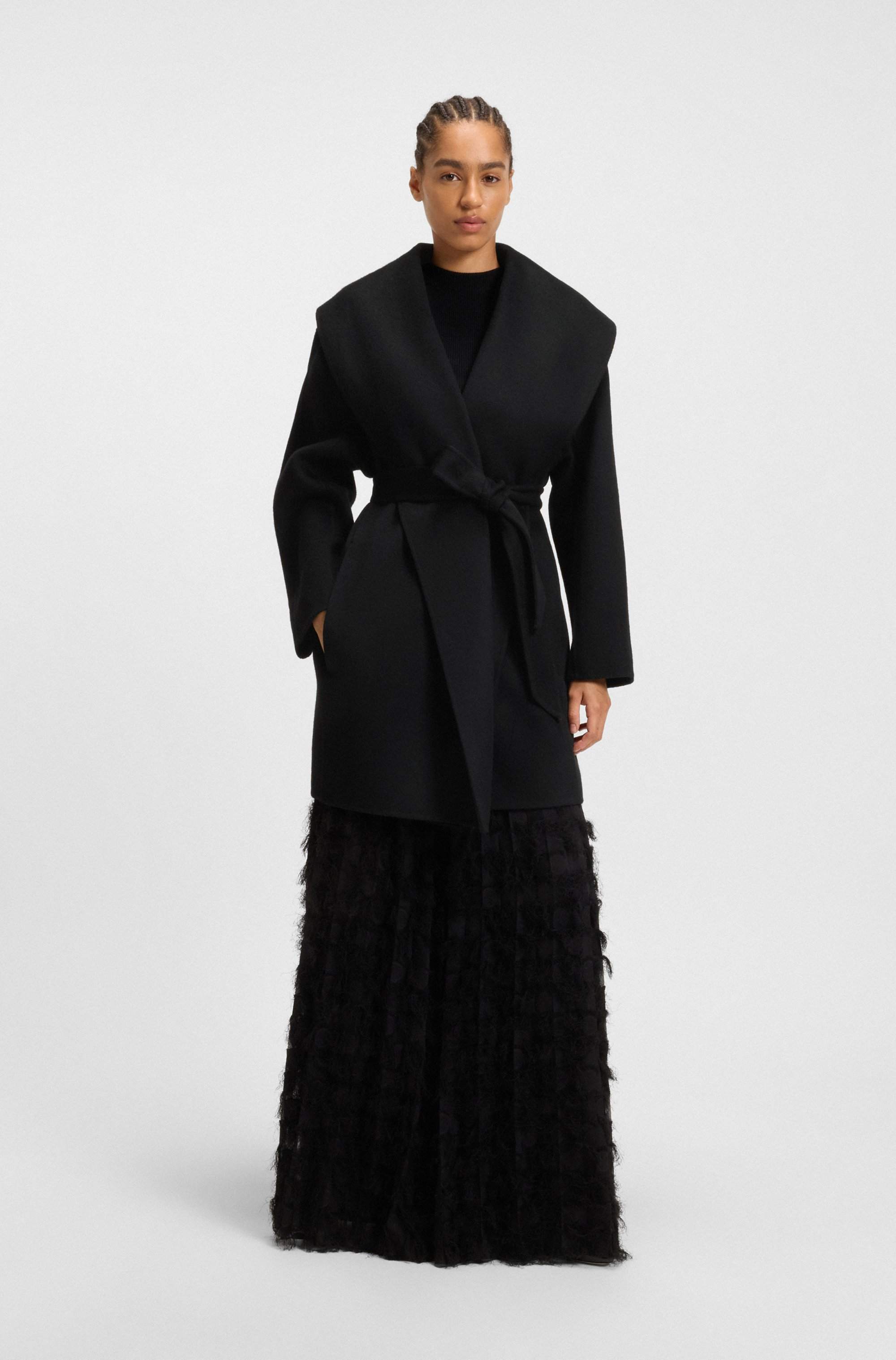 Regular-fit coat in a double-faced wool blend