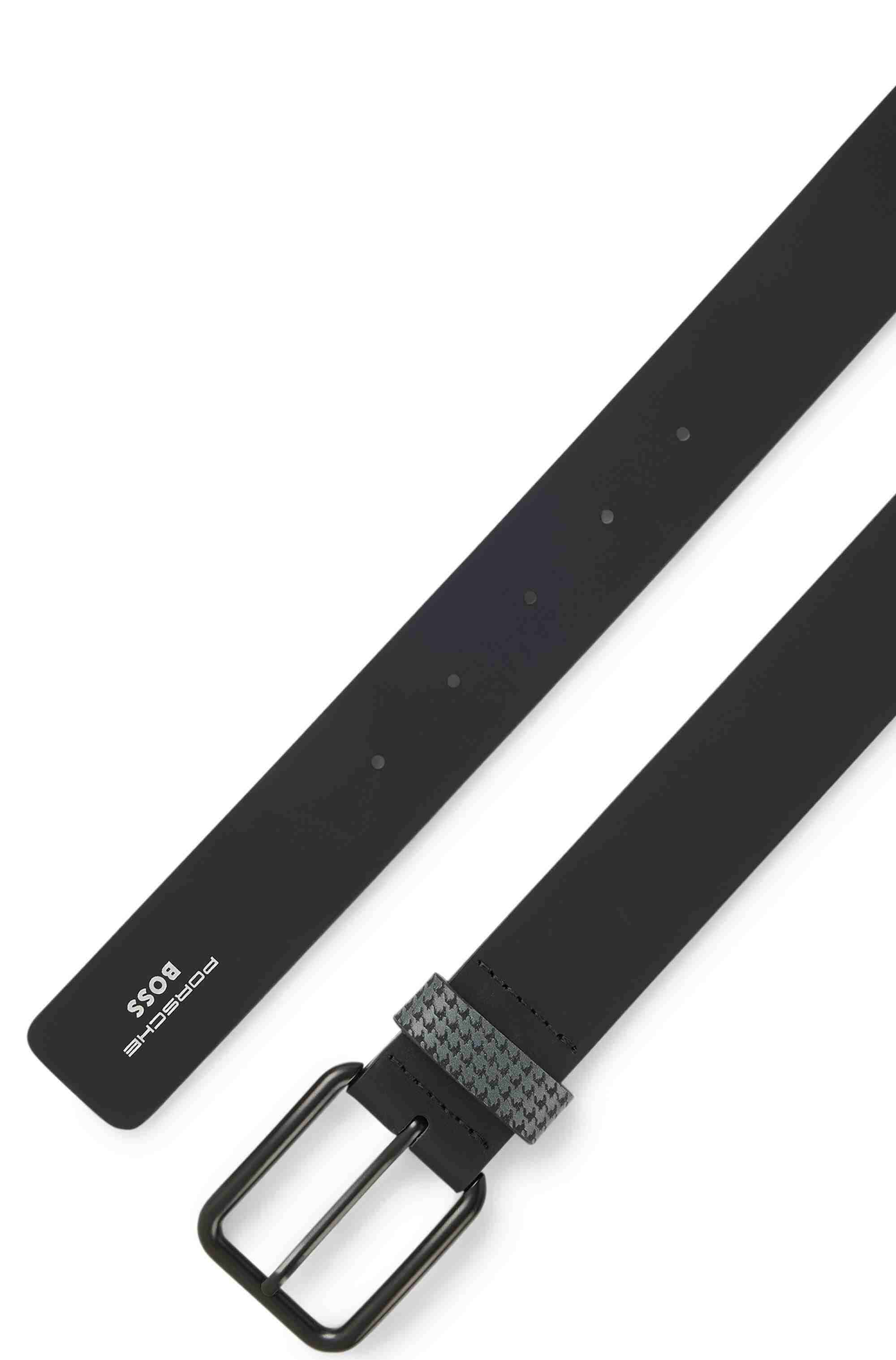 Porsche x BOSS belt in Italian leather with patterned keeper