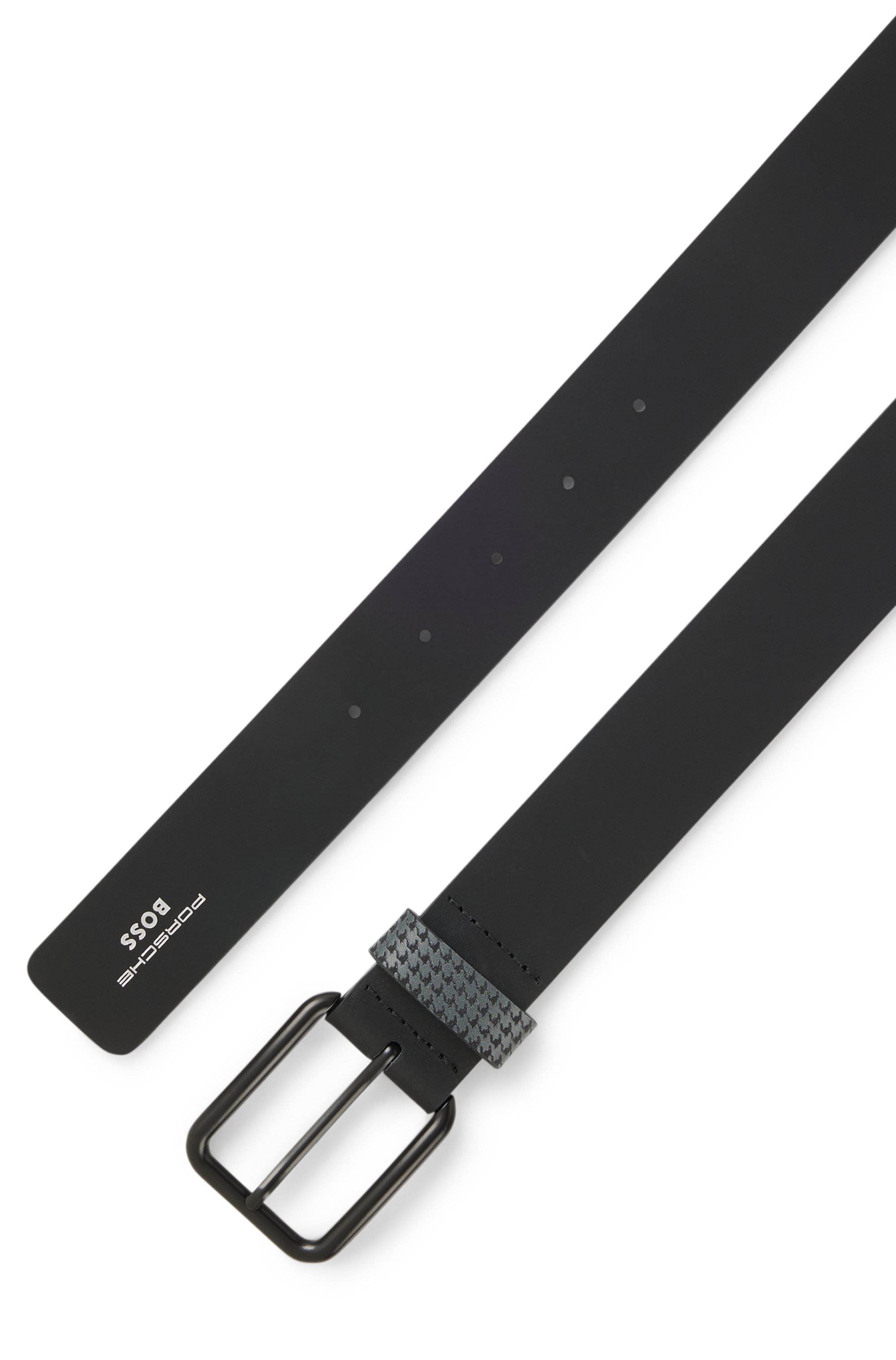 Porsche x BOSS belt in Italian leather with patterned keeper