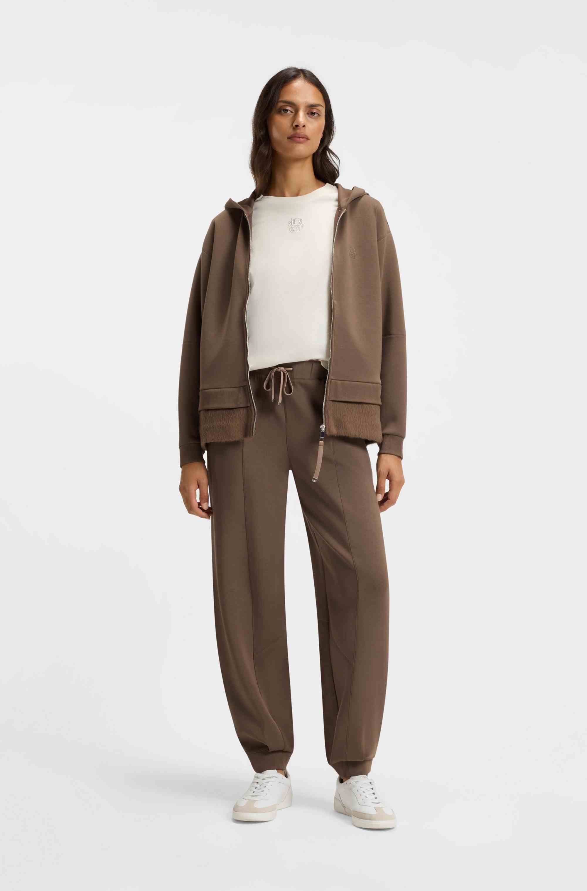 Relaxed-fit tracksuit bottoms with lustrous piping