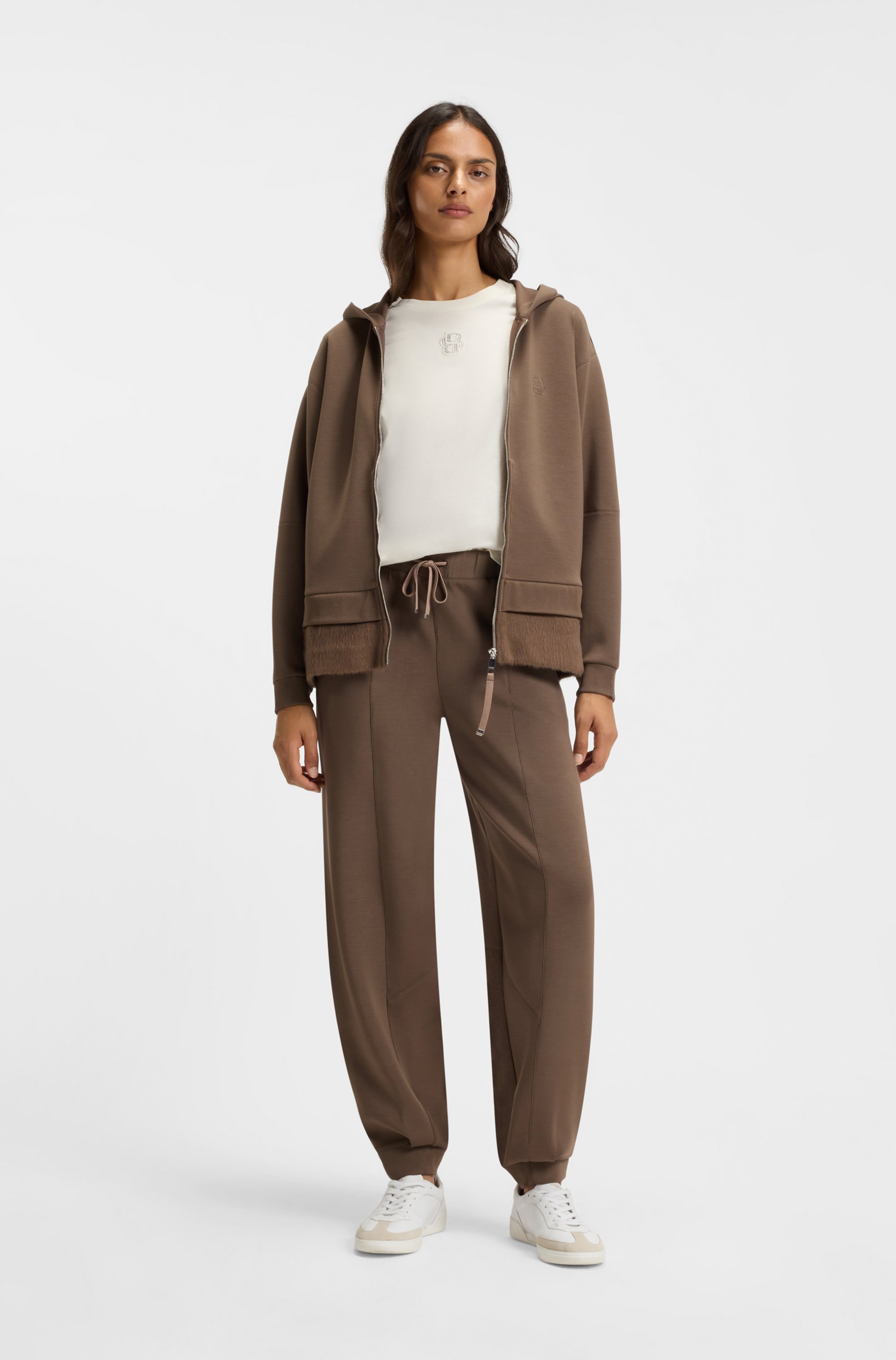 Relaxed-fit tracksuit bottoms with lustrous piping