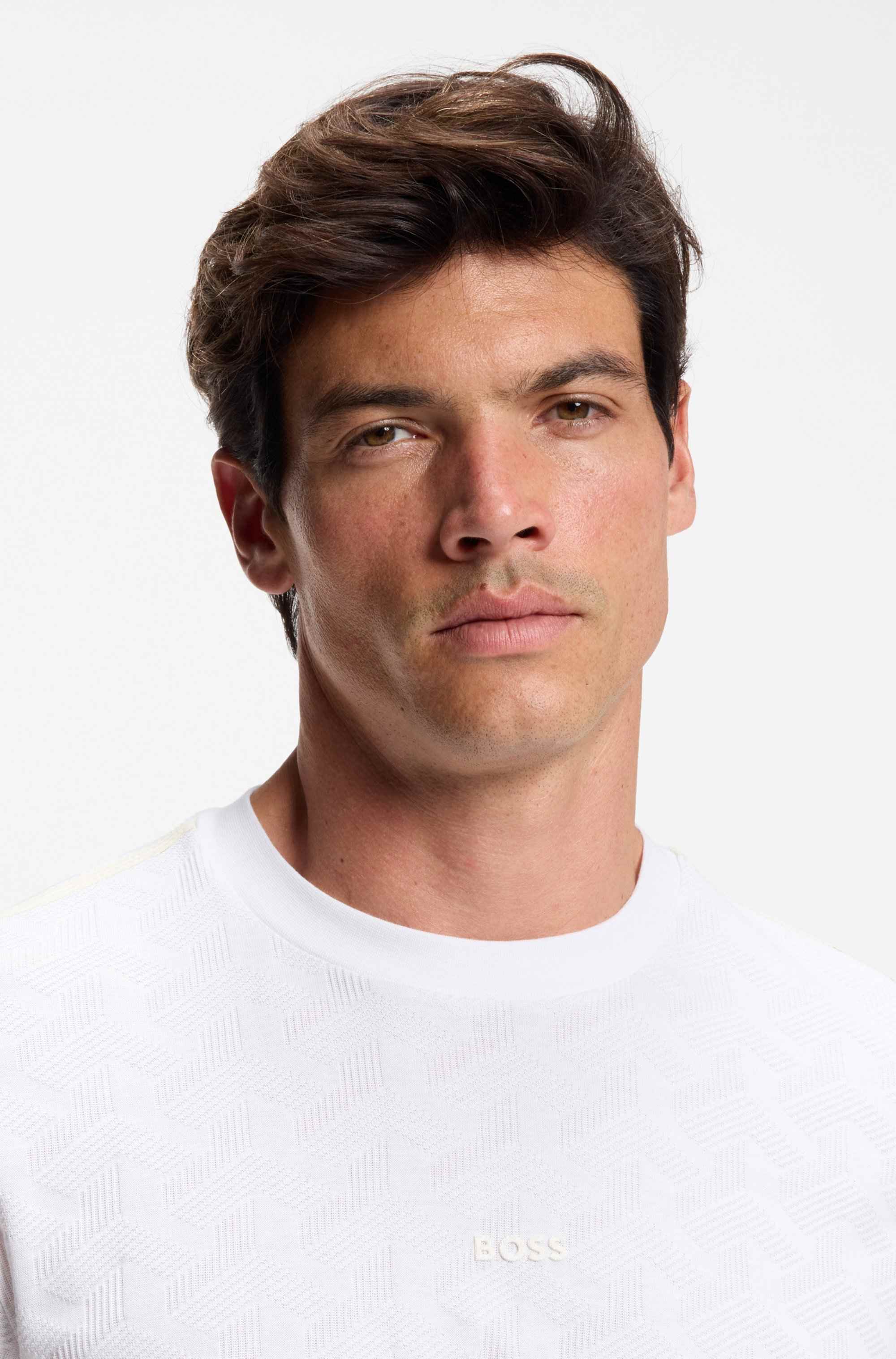 Cotton T-shirt with jacquard pattern