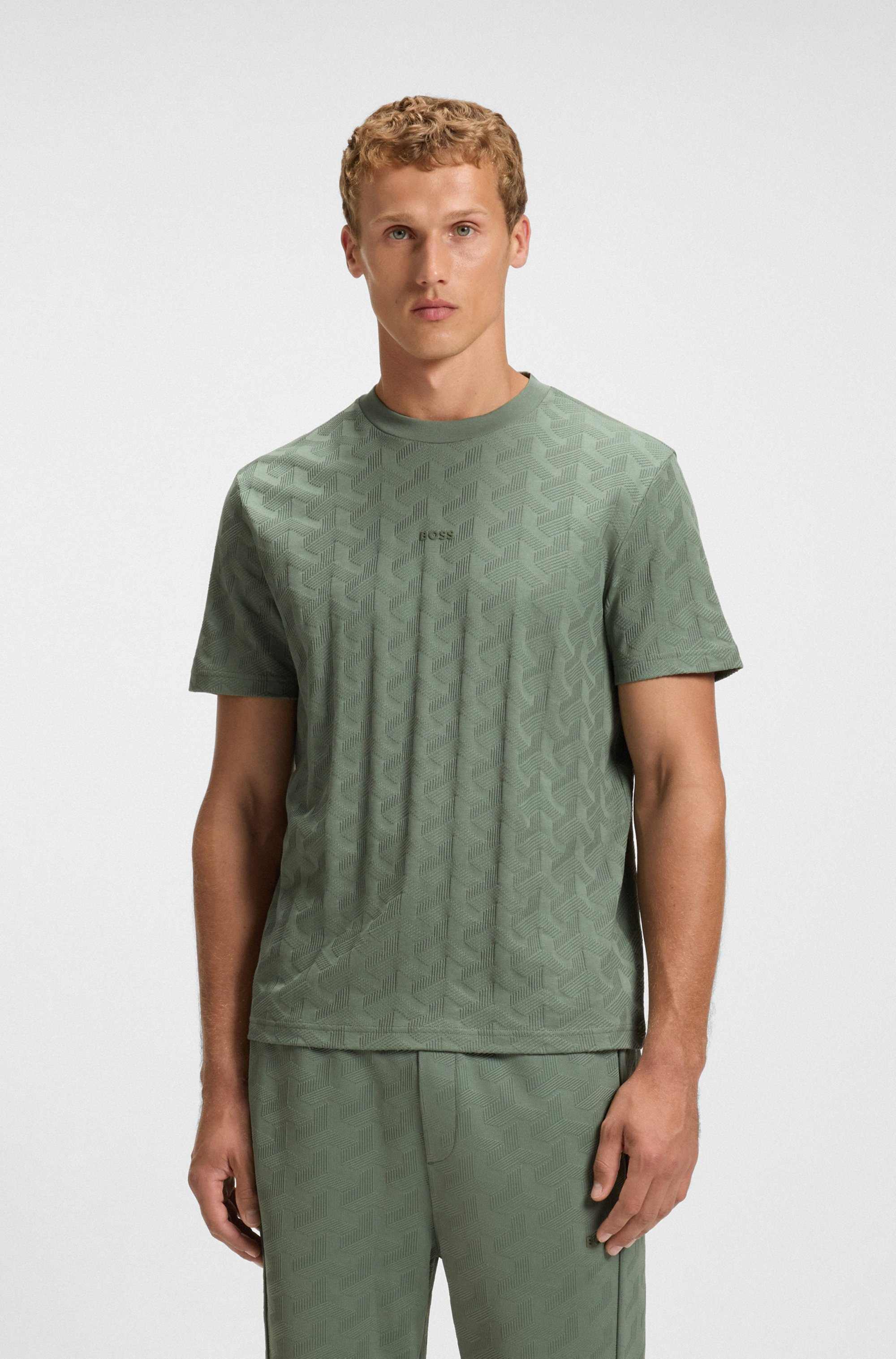 Cotton T-shirt with jacquard pattern