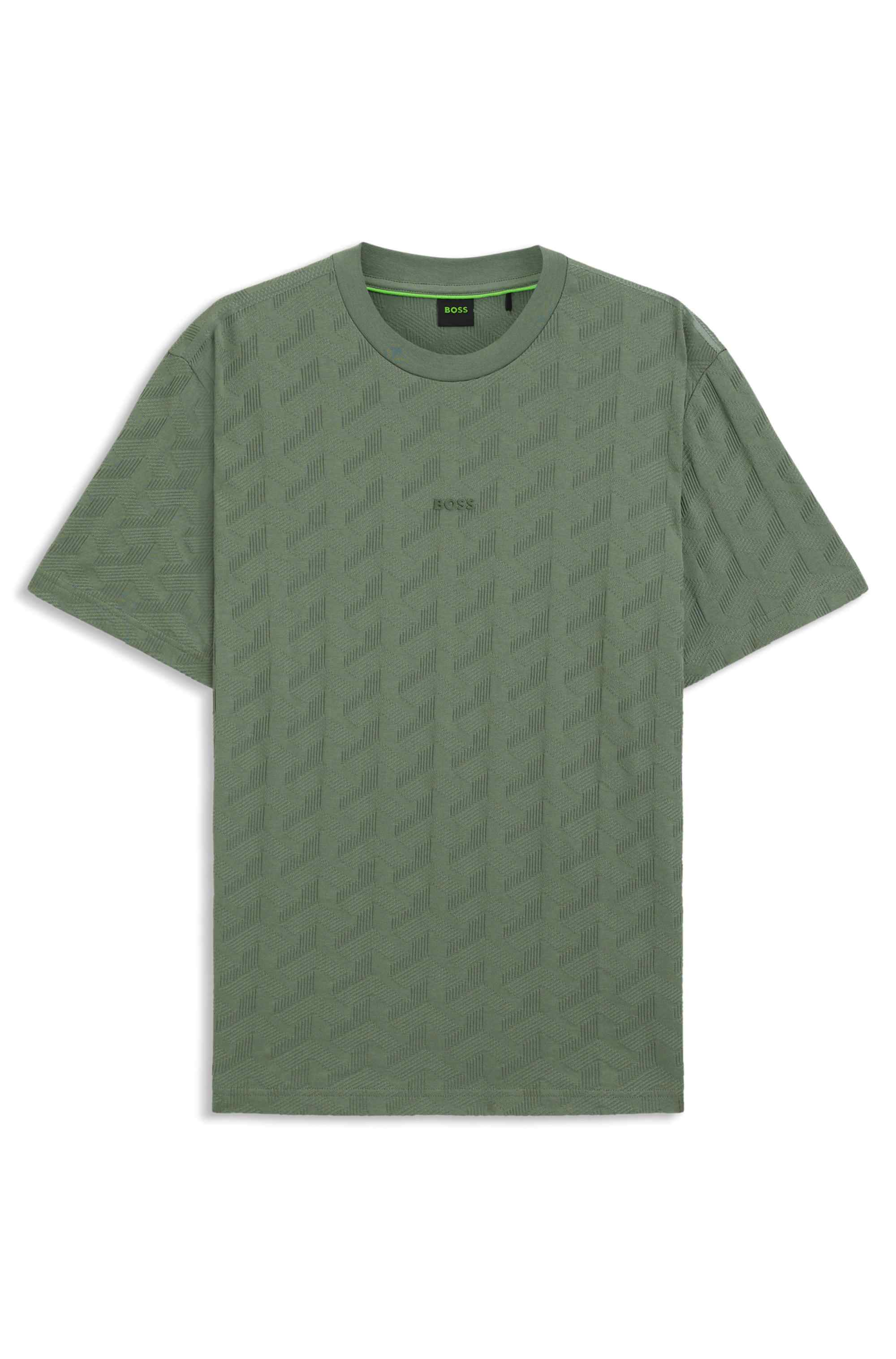 Cotton T-shirt with jacquard pattern