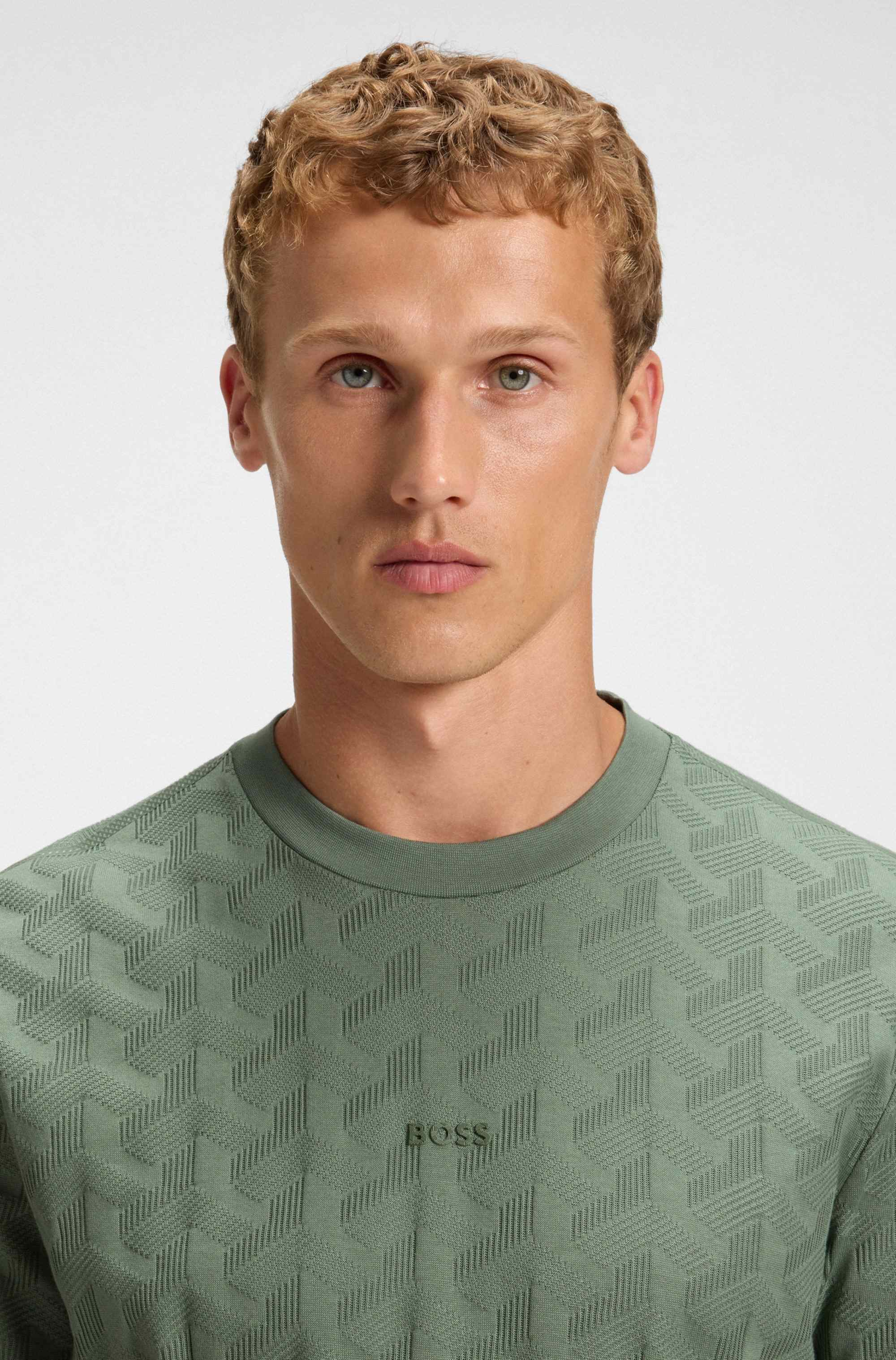 Cotton T-shirt with jacquard pattern