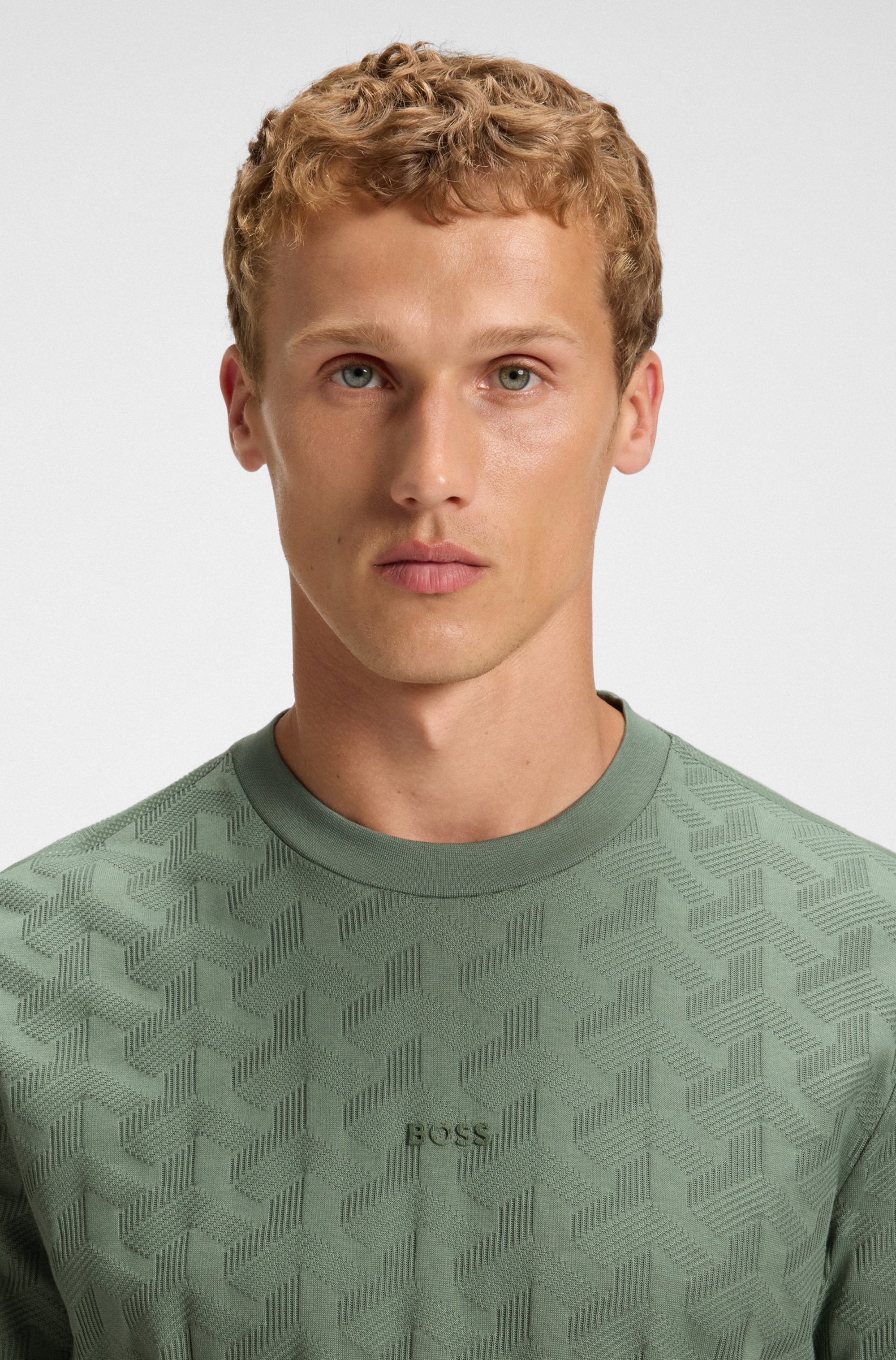 Cotton T-shirt with jacquard pattern