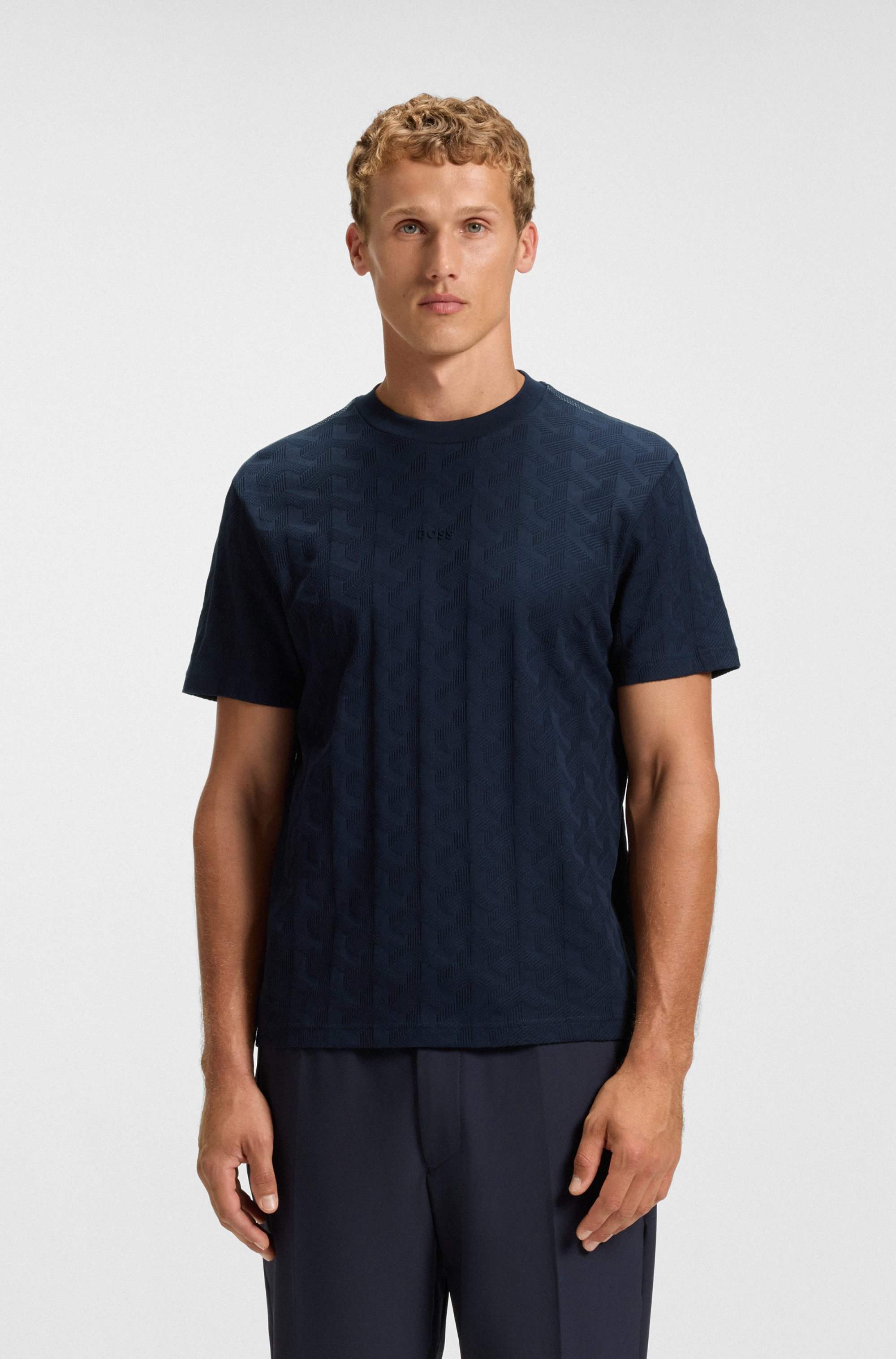 Cotton T-shirt with jacquard pattern