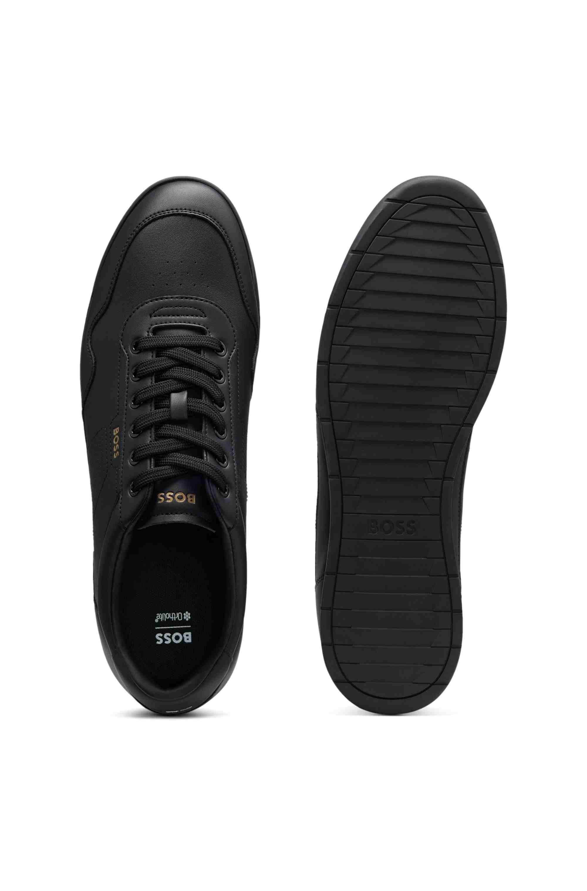 Nappa-leather trainers with gold-tone branding