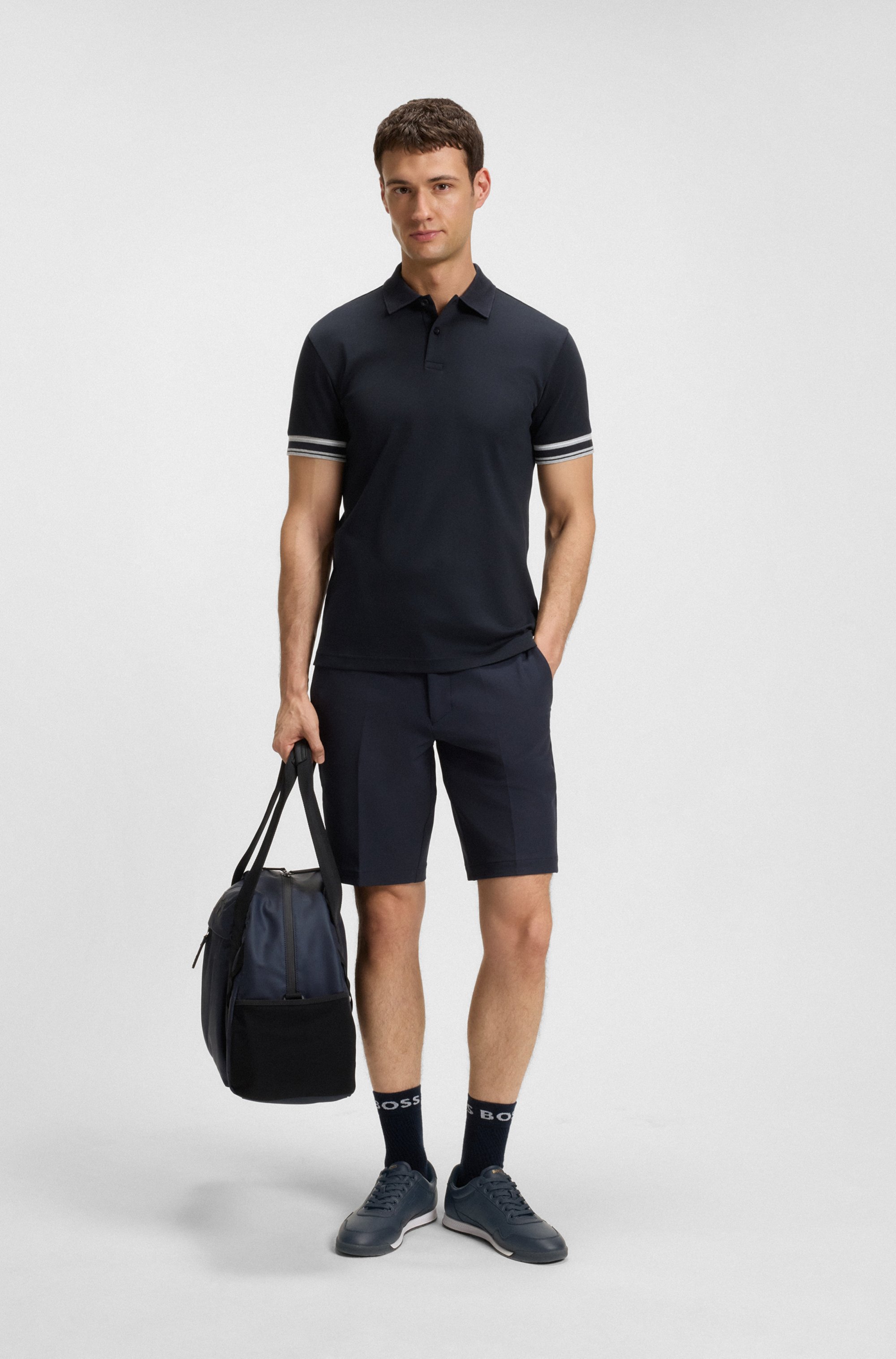 Nappa-leather trainers with gold-tone branding