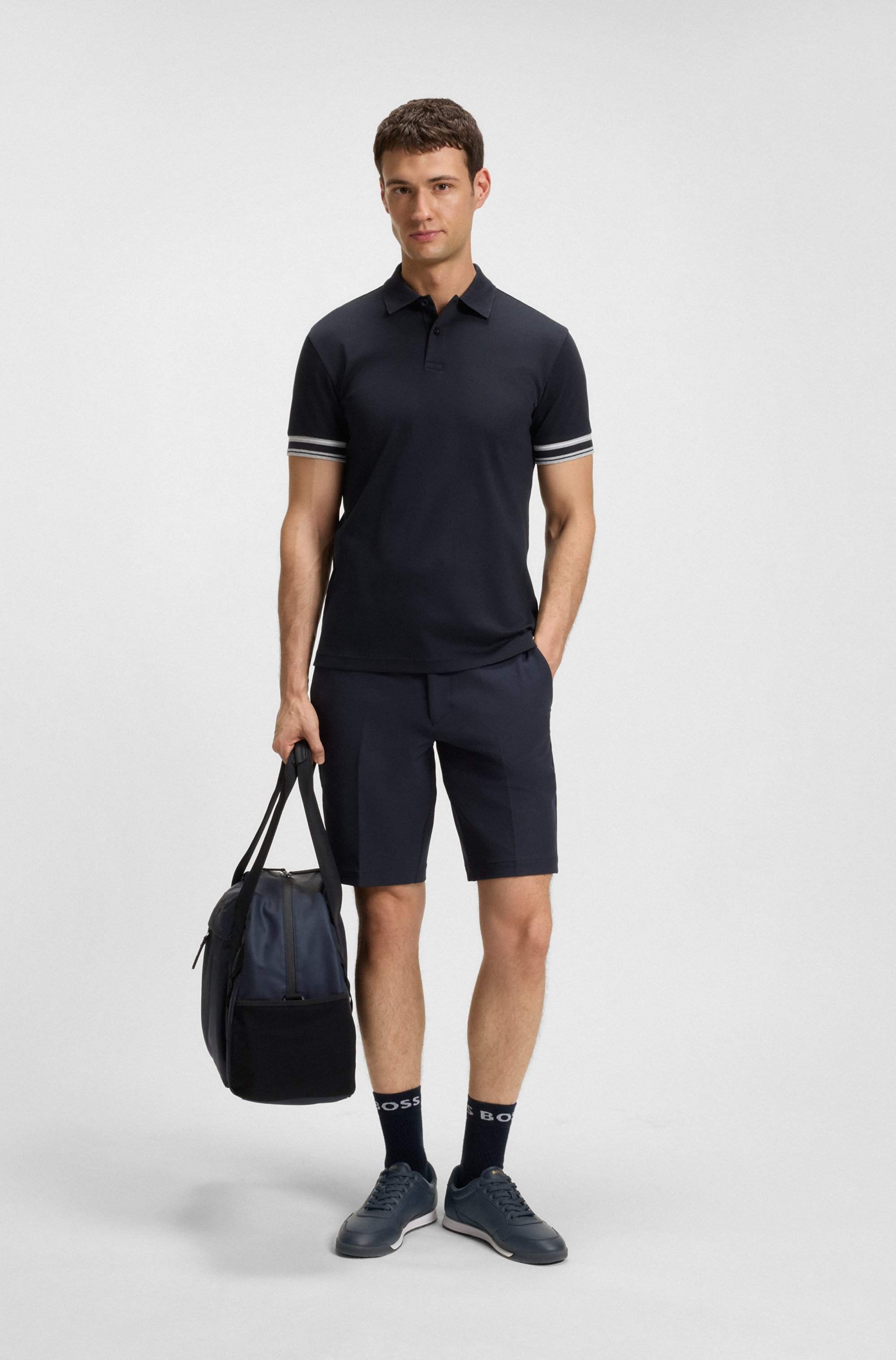 Nappa-leather trainers with gold-tone branding