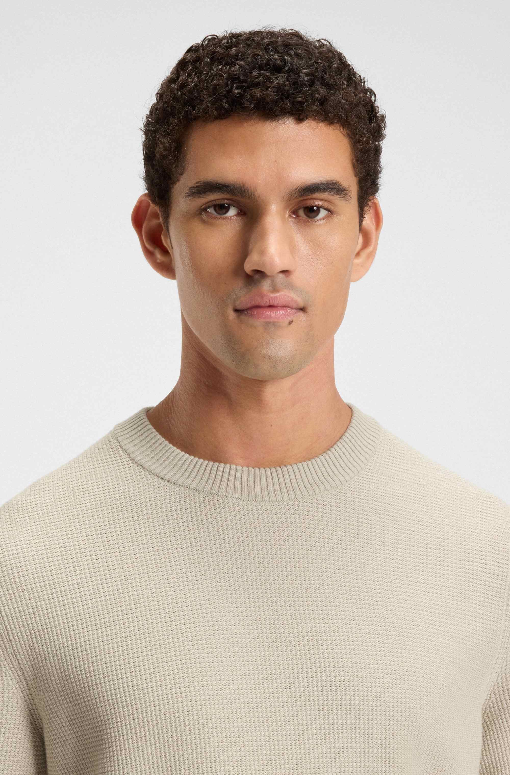 Cotton-blend sweater with two-tone structure
