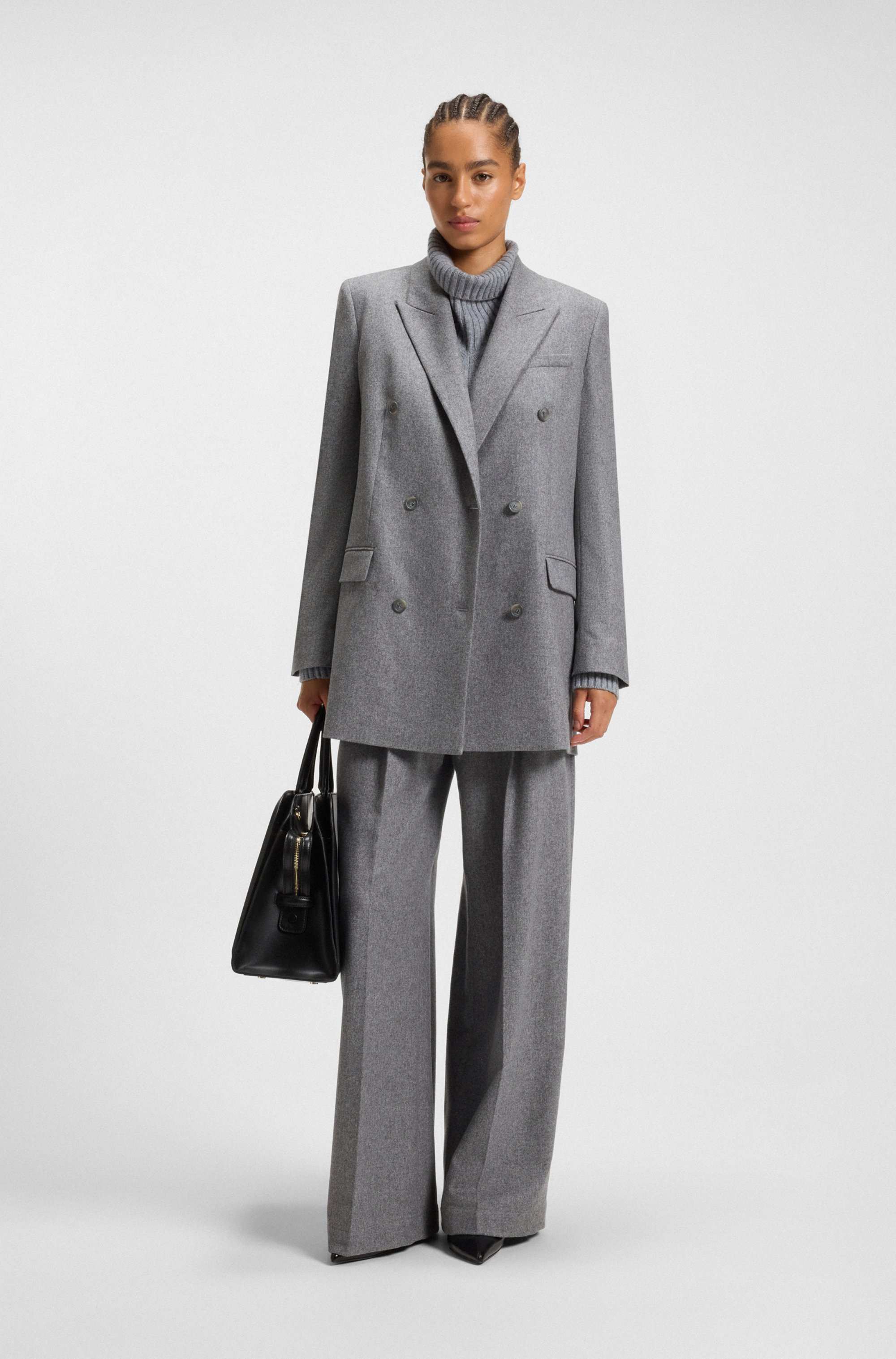 Regular-fit long-length blazer in soft flannel