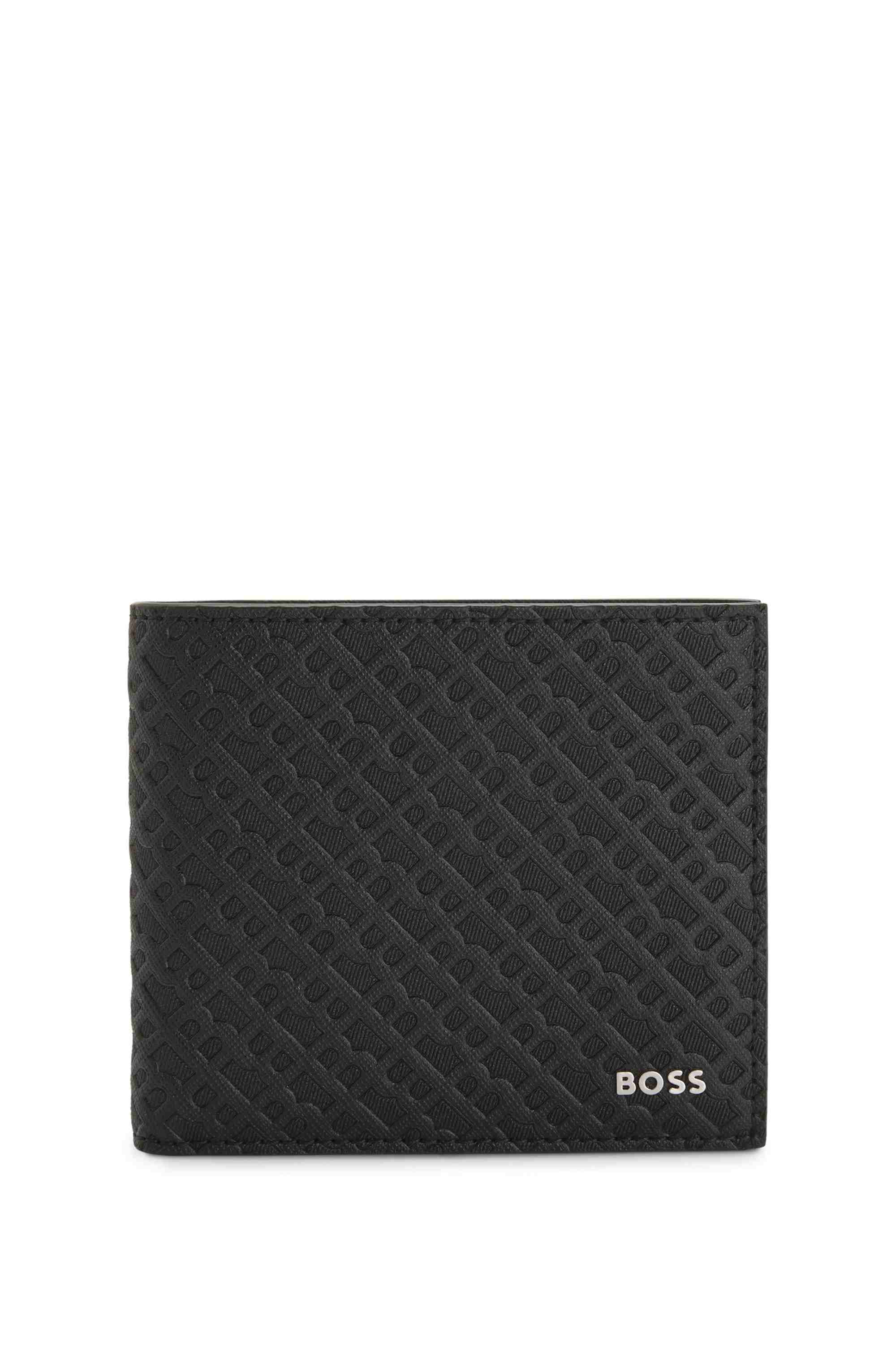 Monogram-structure wallet with logo trim