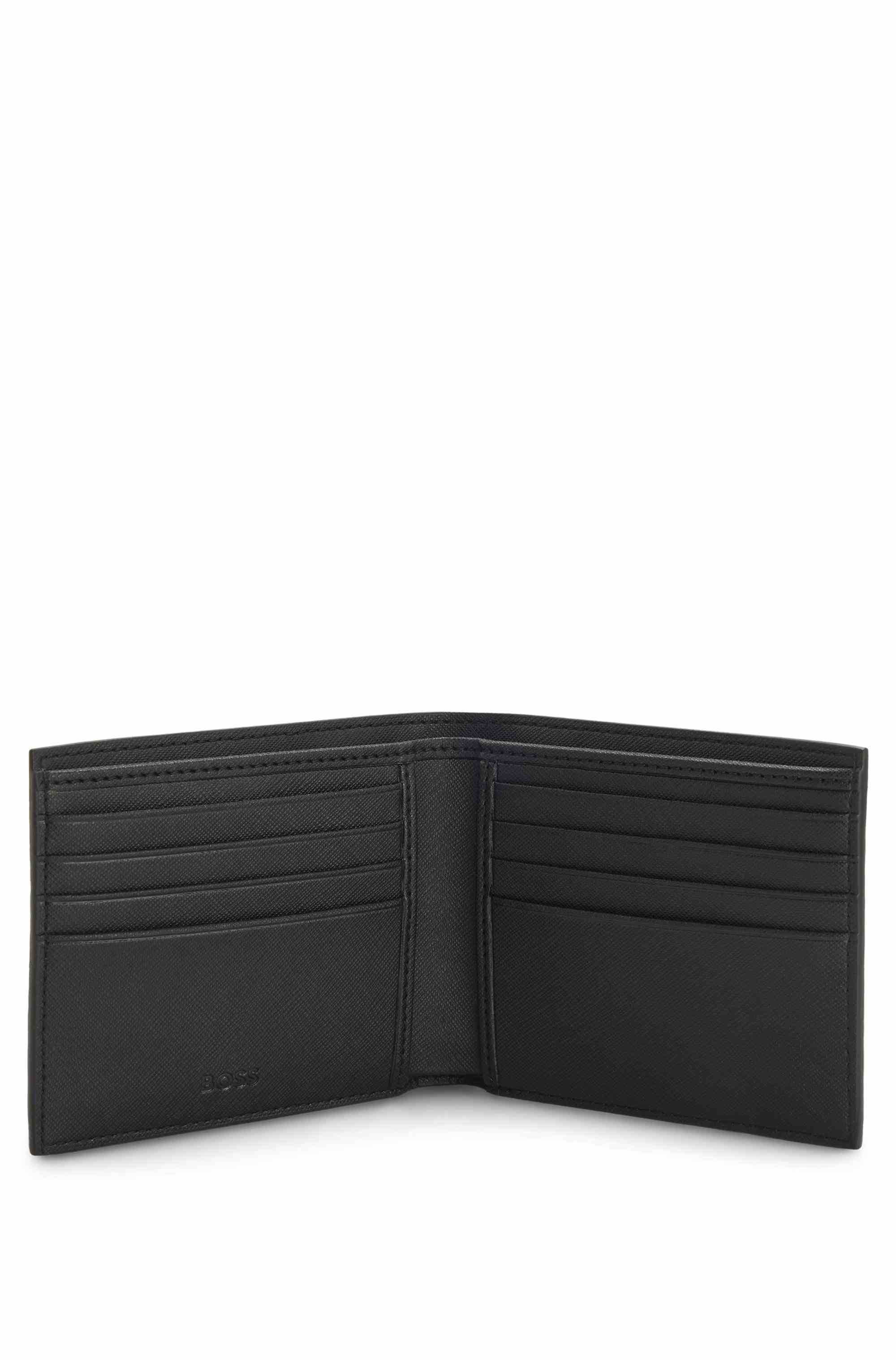 Monogram-structure wallet with logo trim
