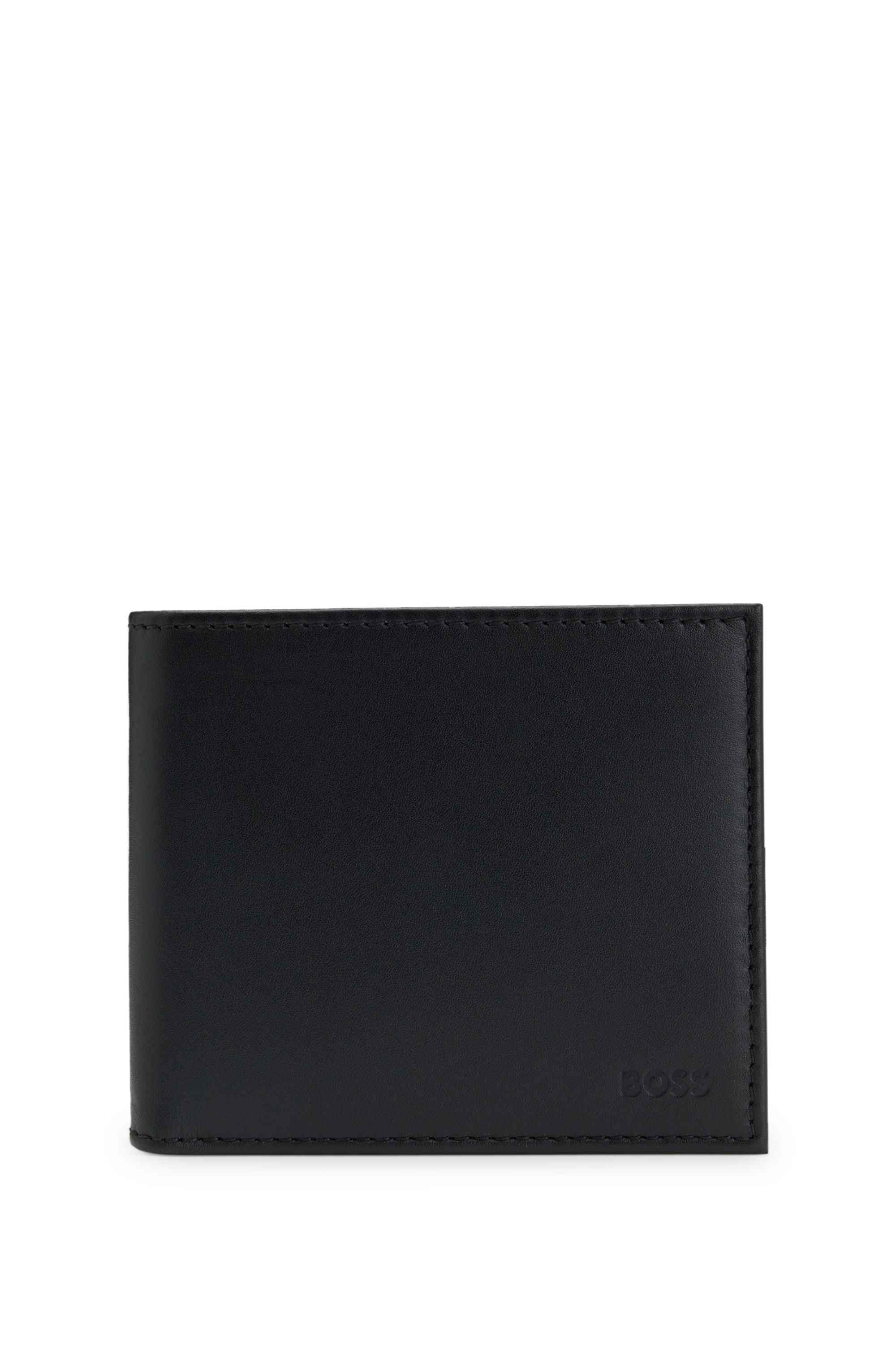 Leather wallet with logo lettering