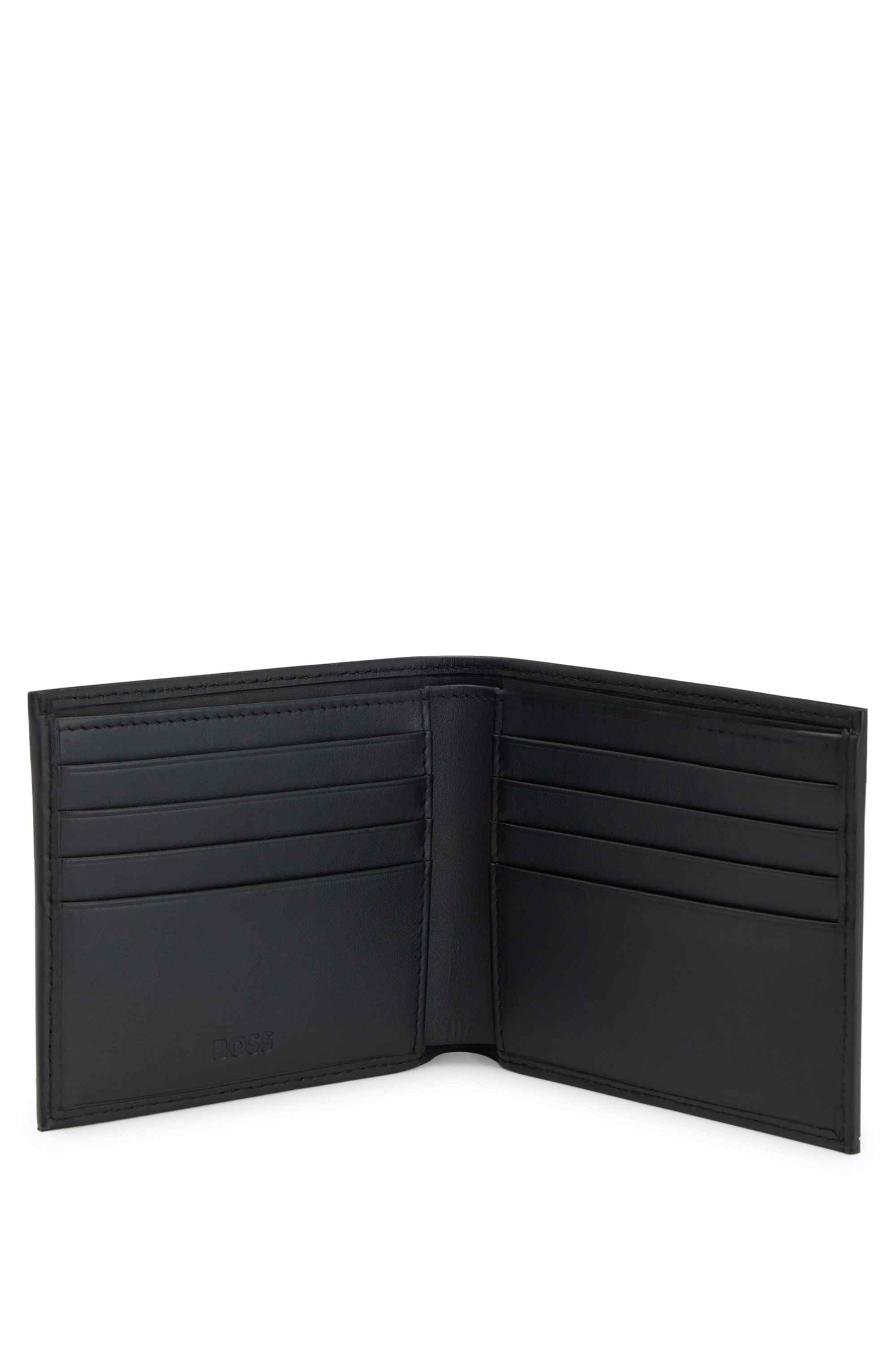 Leather wallet with logo lettering