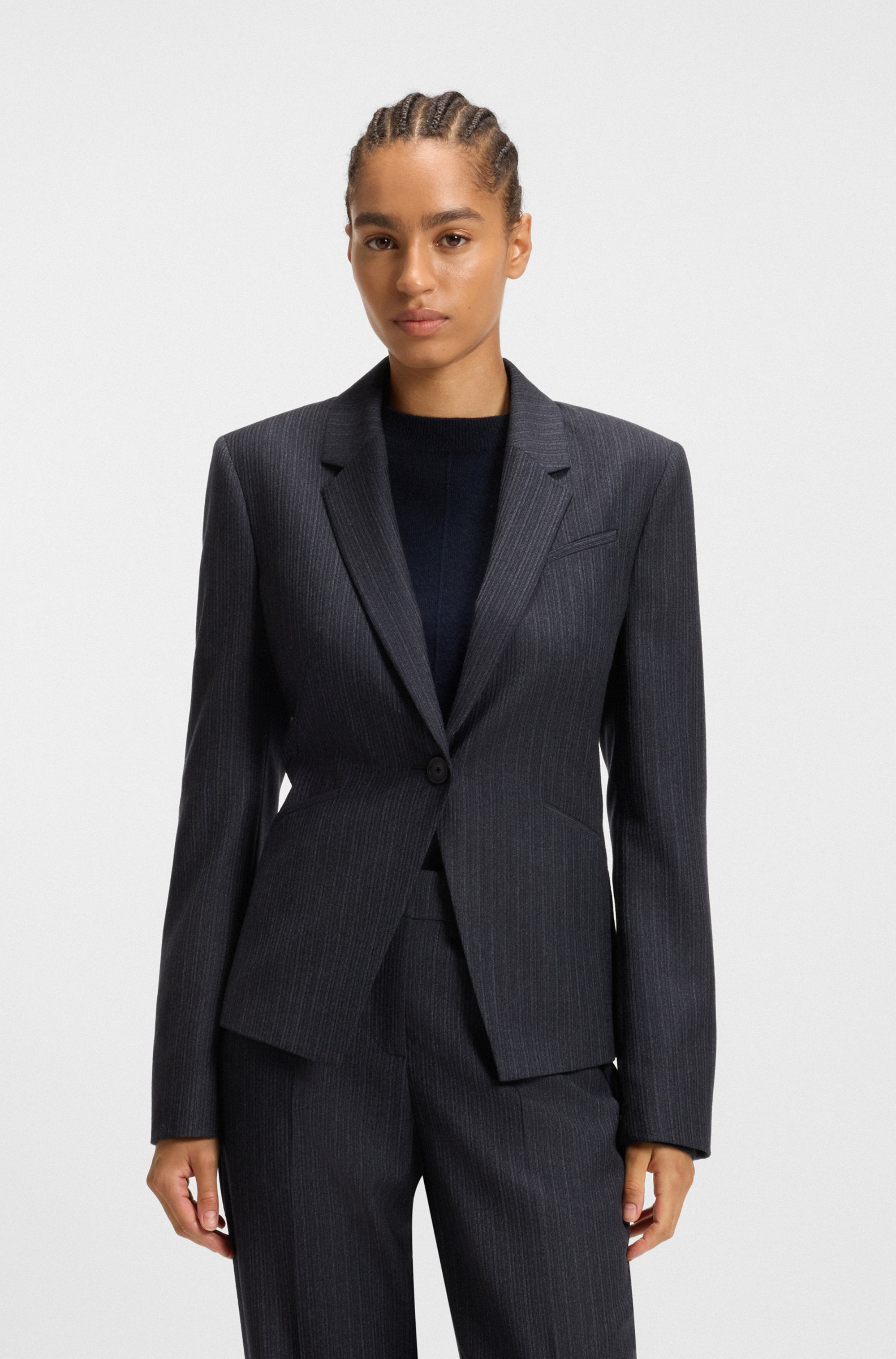 Slim-fit blazer in striped virgin wool