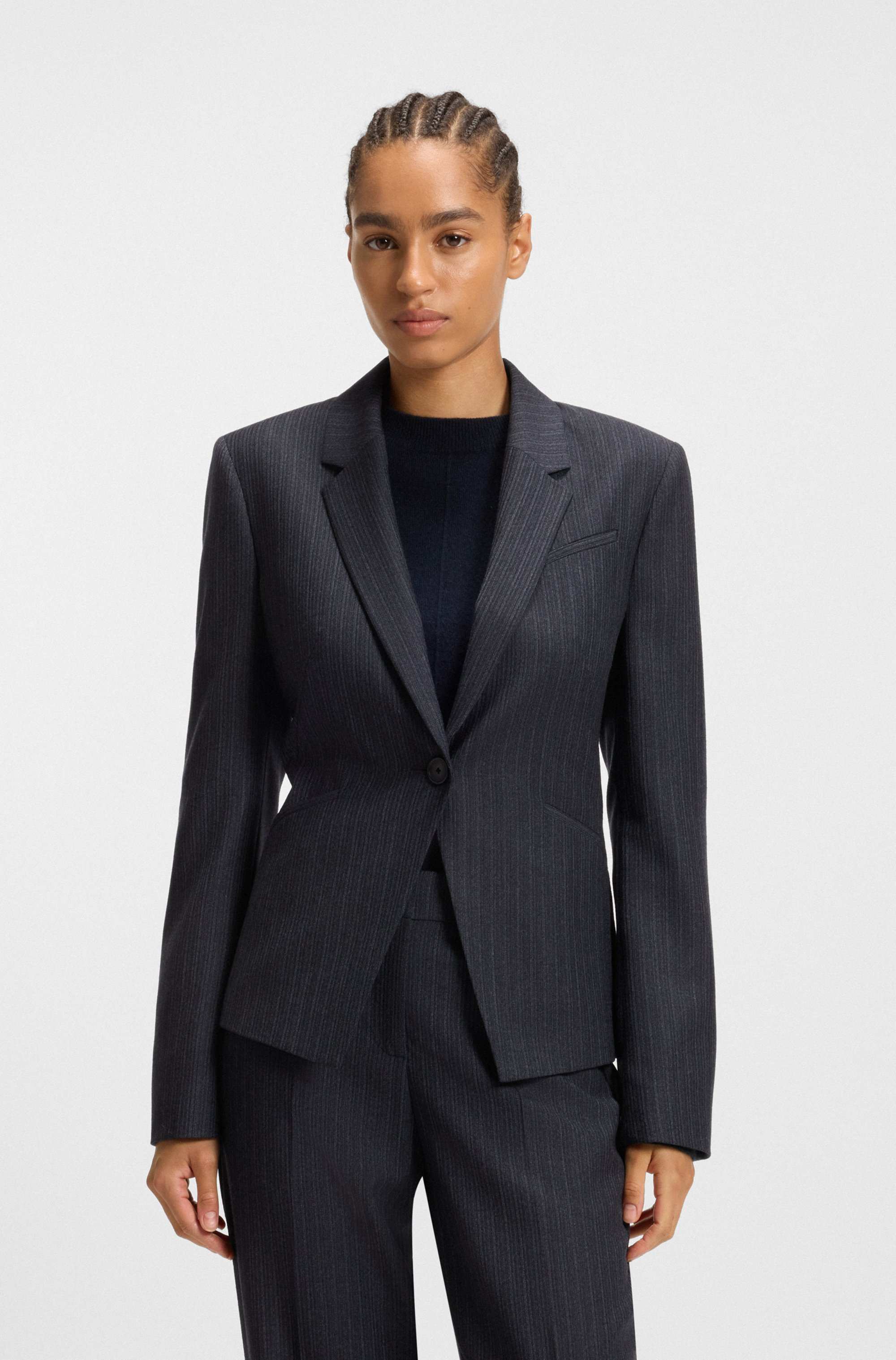 Slim-fit blazer in striped virgin wool