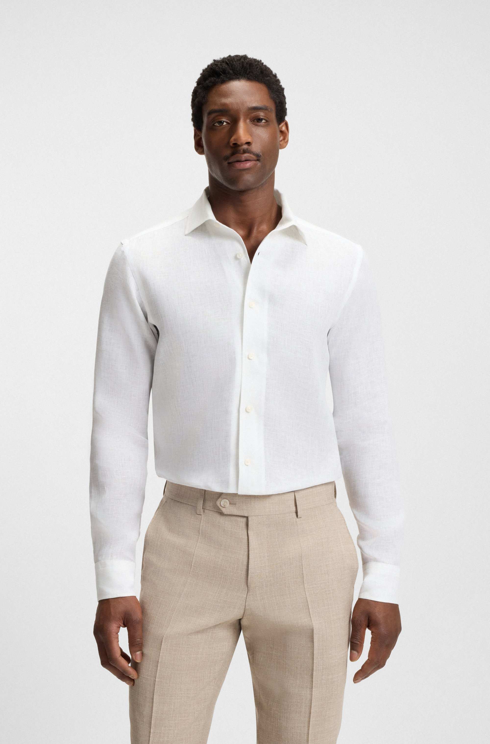BECKHAM x BOSS regular-fit-shirt in linen