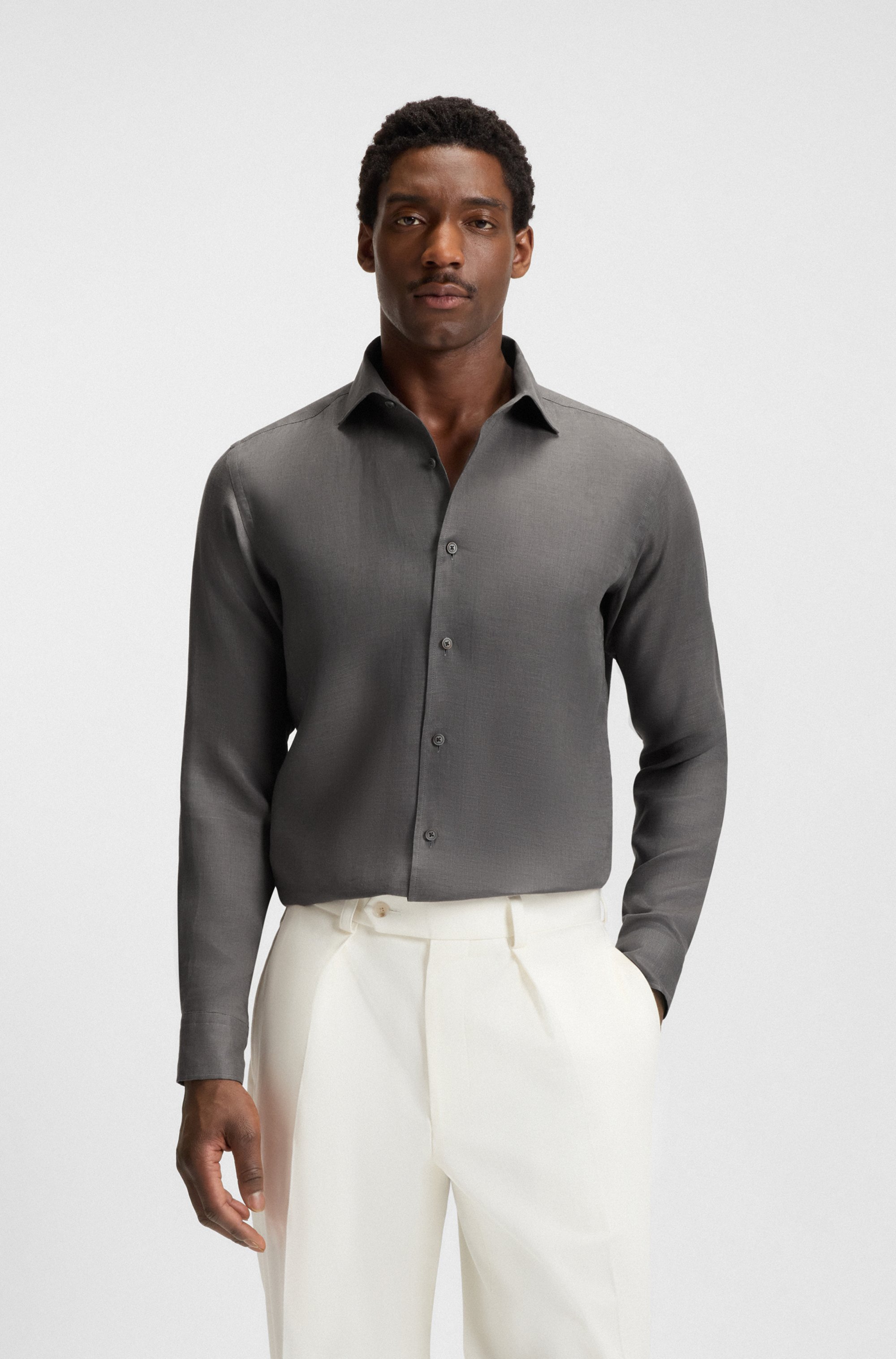 BECKHAM x BOSS regular-fit-shirt in linen
