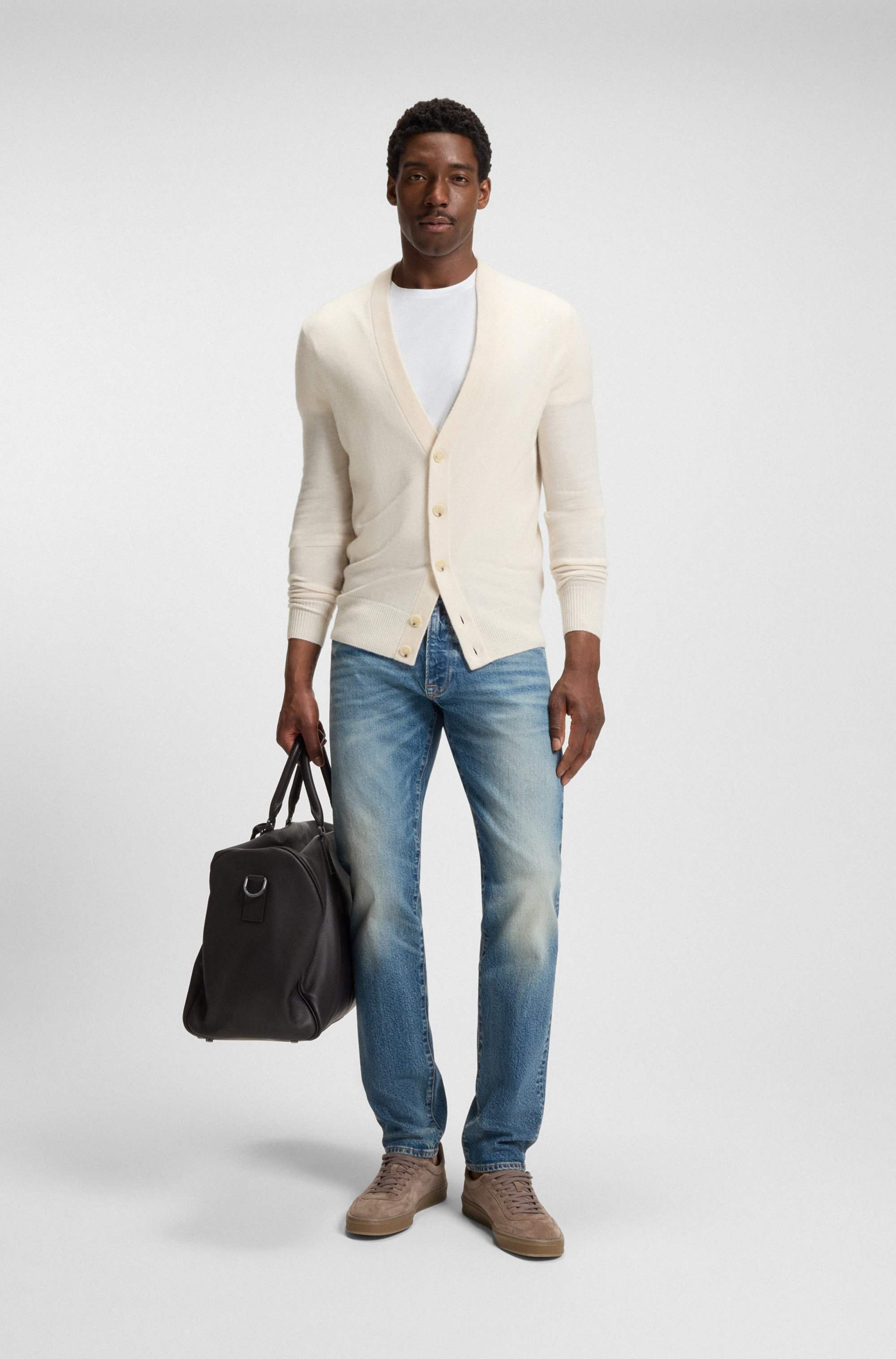 BECKHAM x BOSS slim-fit jeans in vintage-wash denim