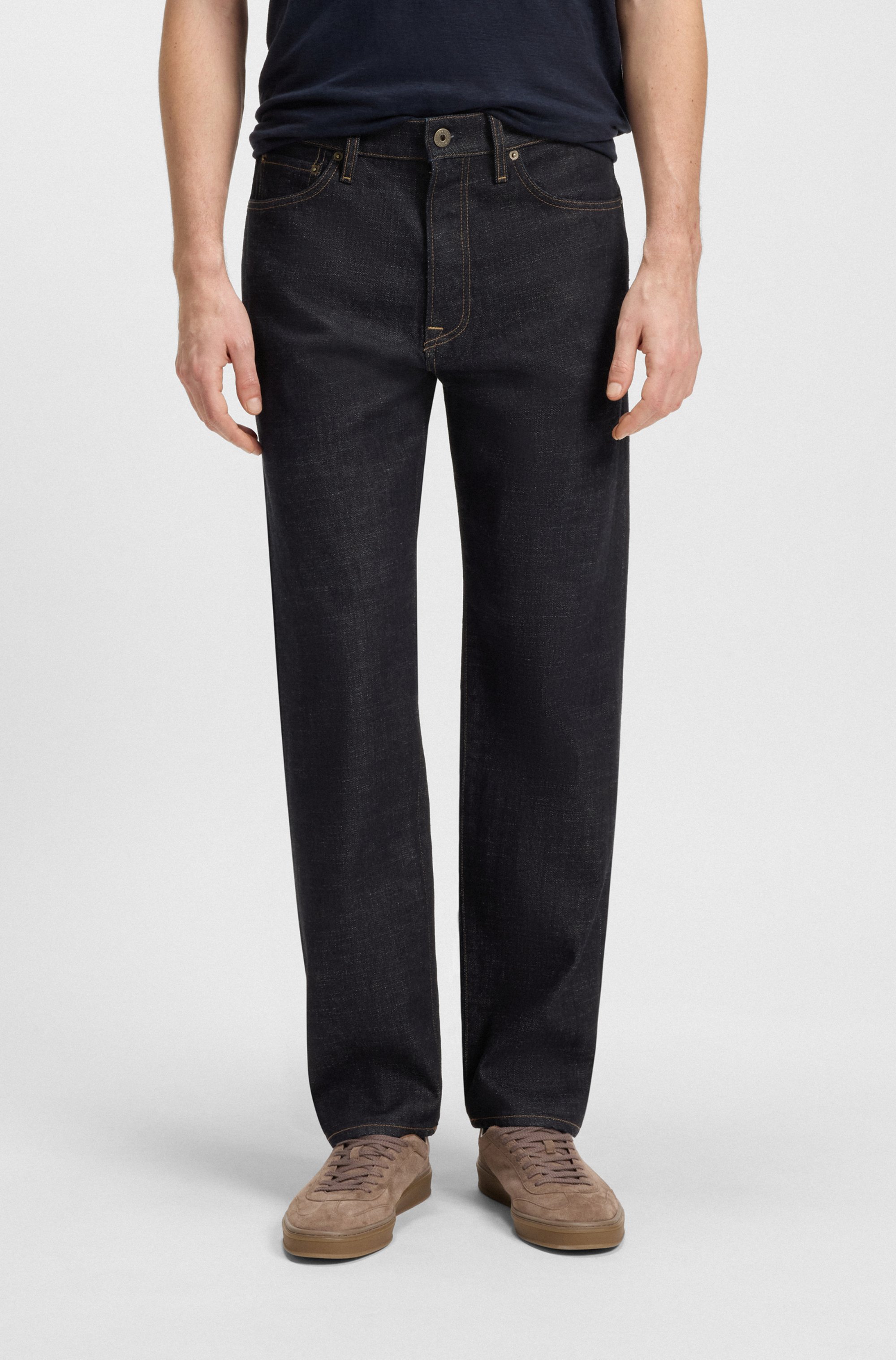 BECKHAM x BOSS regular-fit jeans in dark-blue denim