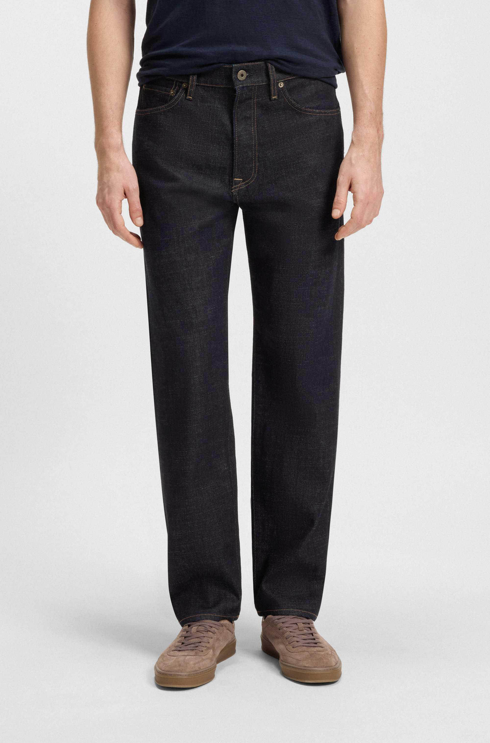 BECKHAM x BOSS regular-fit jeans in dark-blue denim