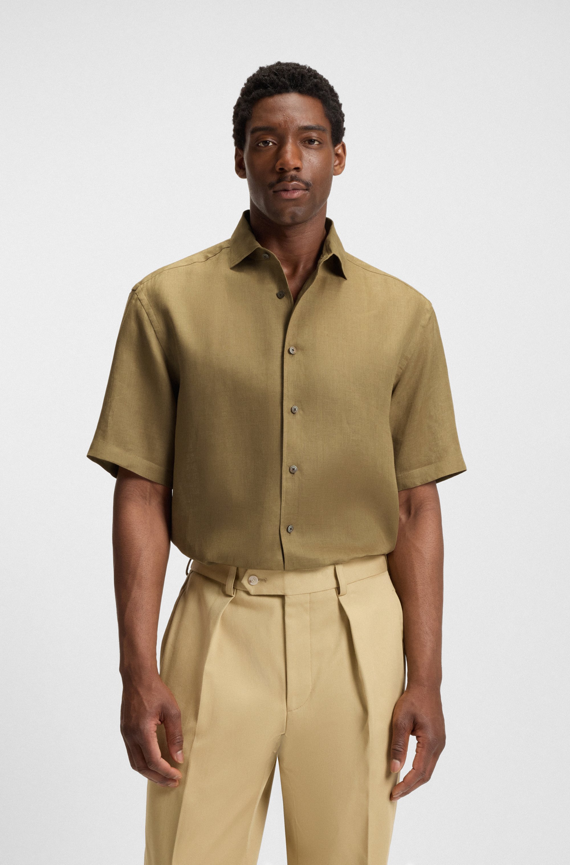 BECKHAM x BOSS relaxed-fit shirt in linen