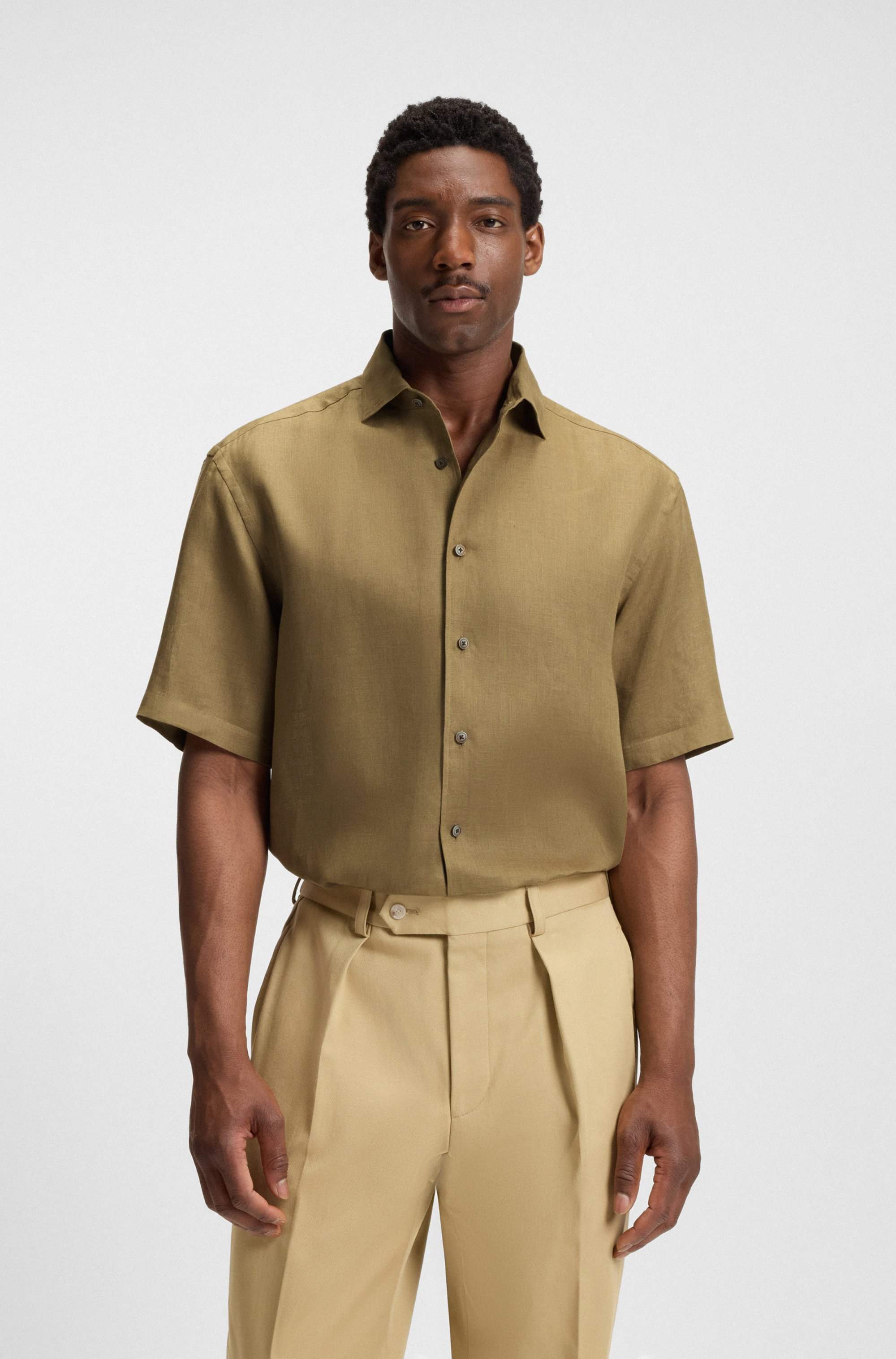 BECKHAM x BOSS relaxed-fit shirt in linen