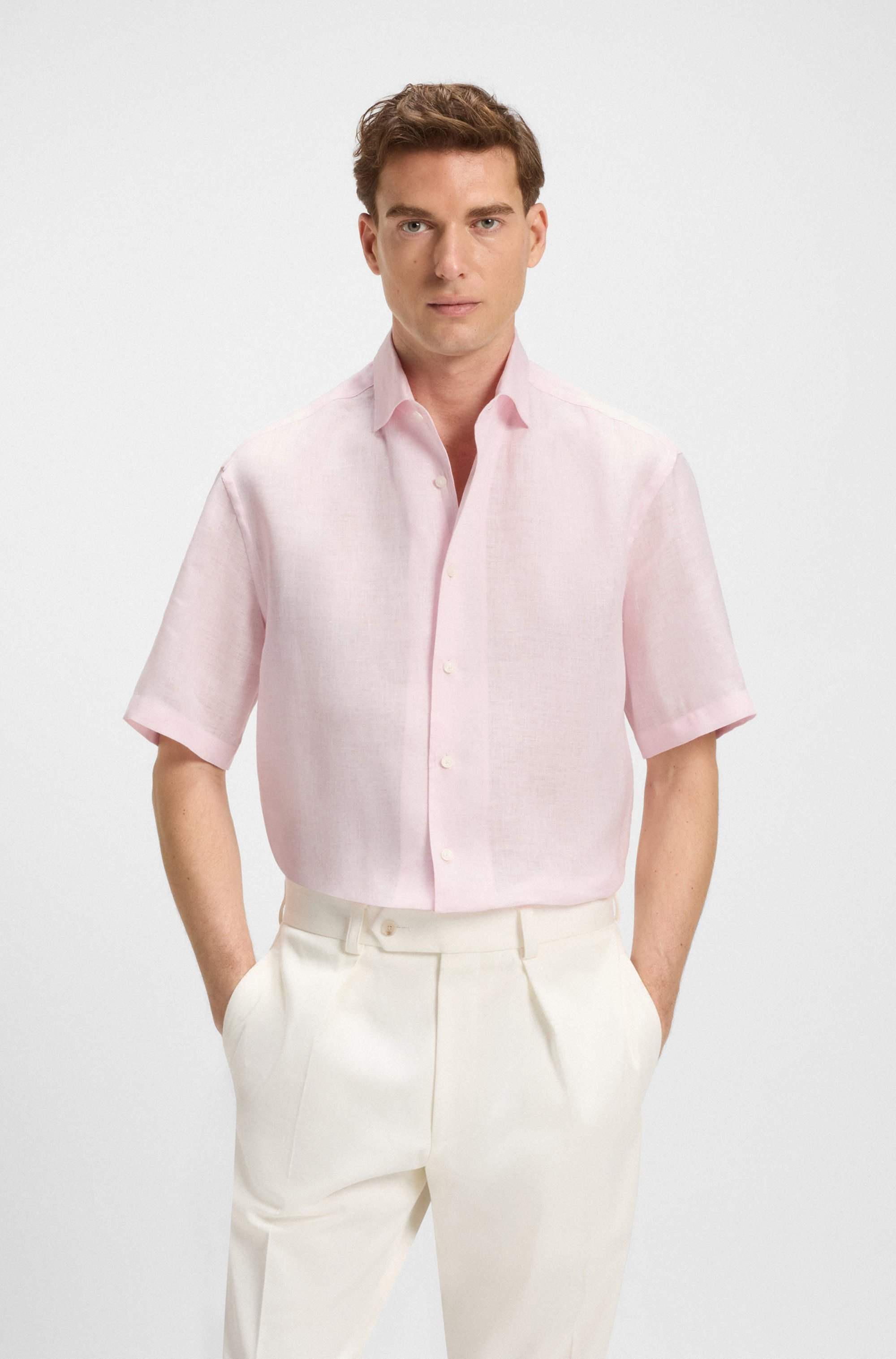 BECKHAM x BOSS relaxed-fit shirt in linen