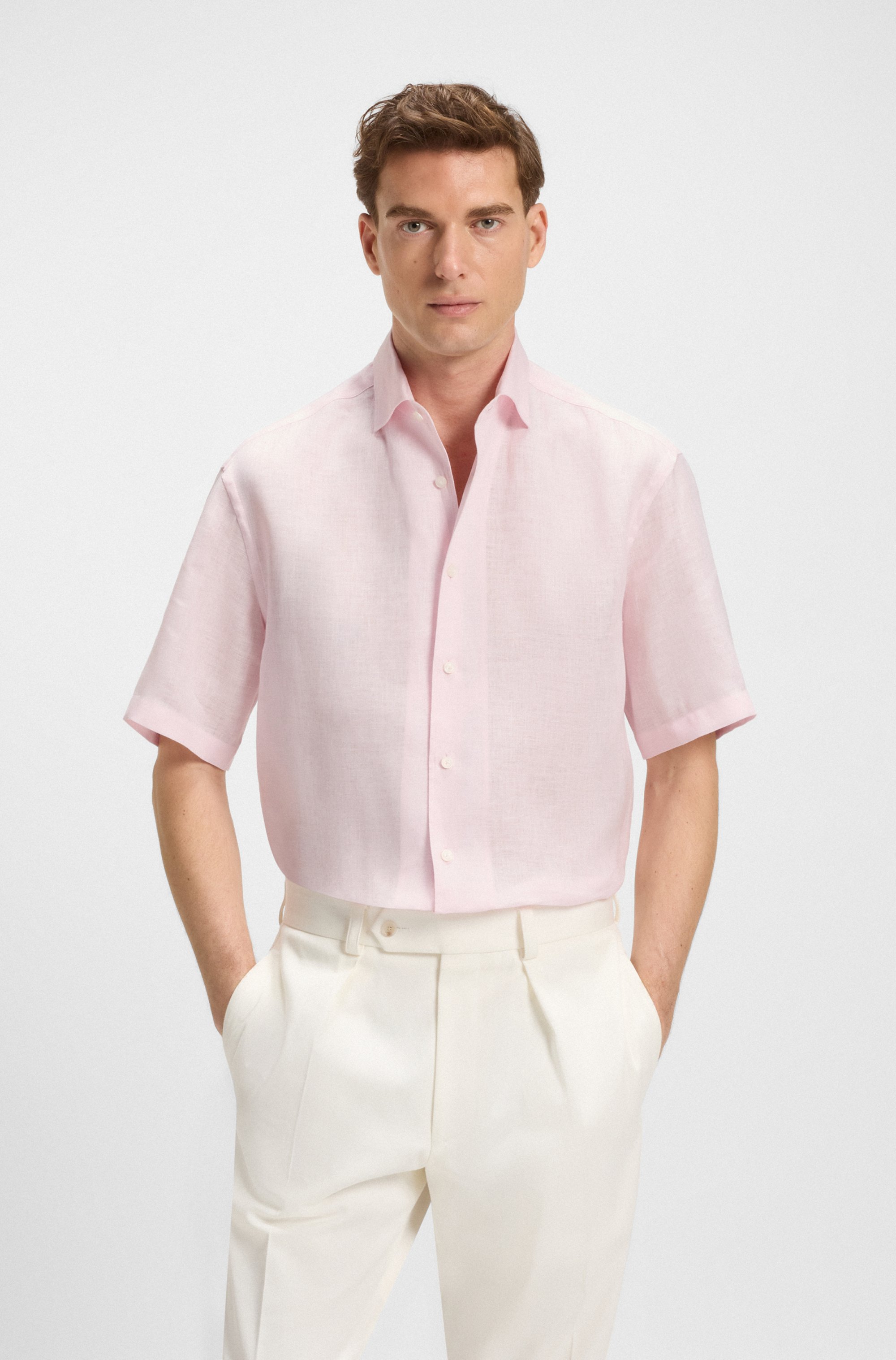 BECKHAM x BOSS relaxed-fit shirt in linen