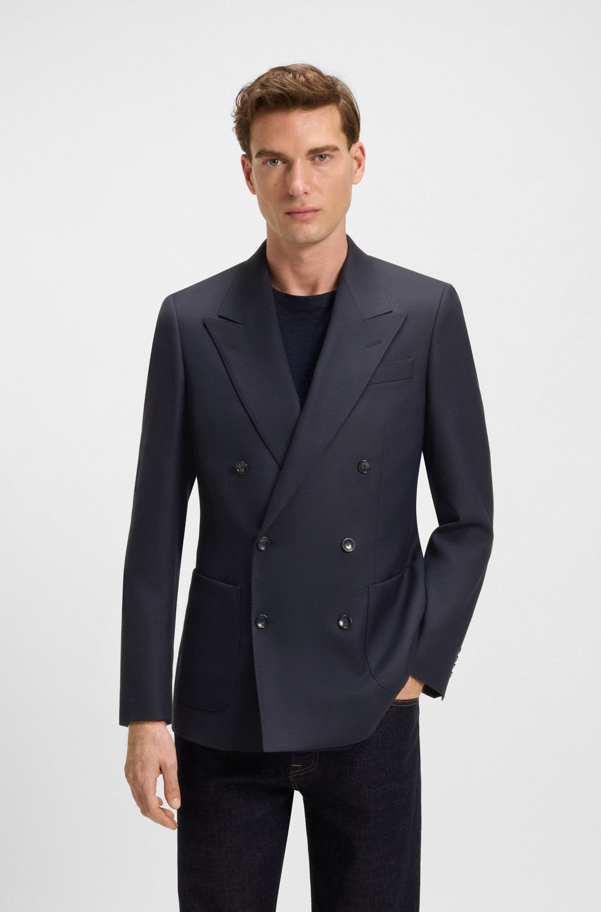 BECKHAM x BOSS double-breasted blazer in stretch wool