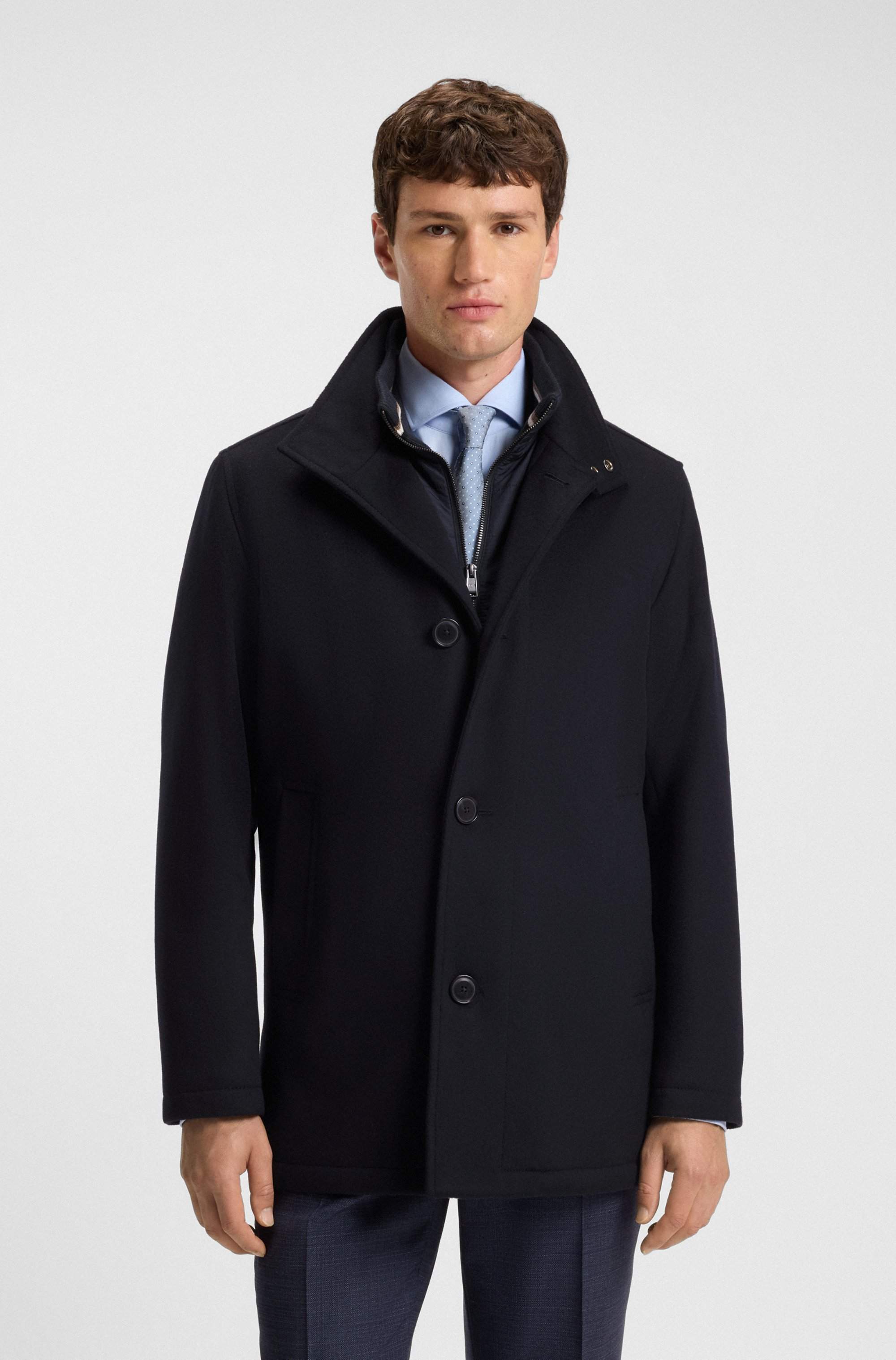 Relaxed-fit short coat in wool and cashmere