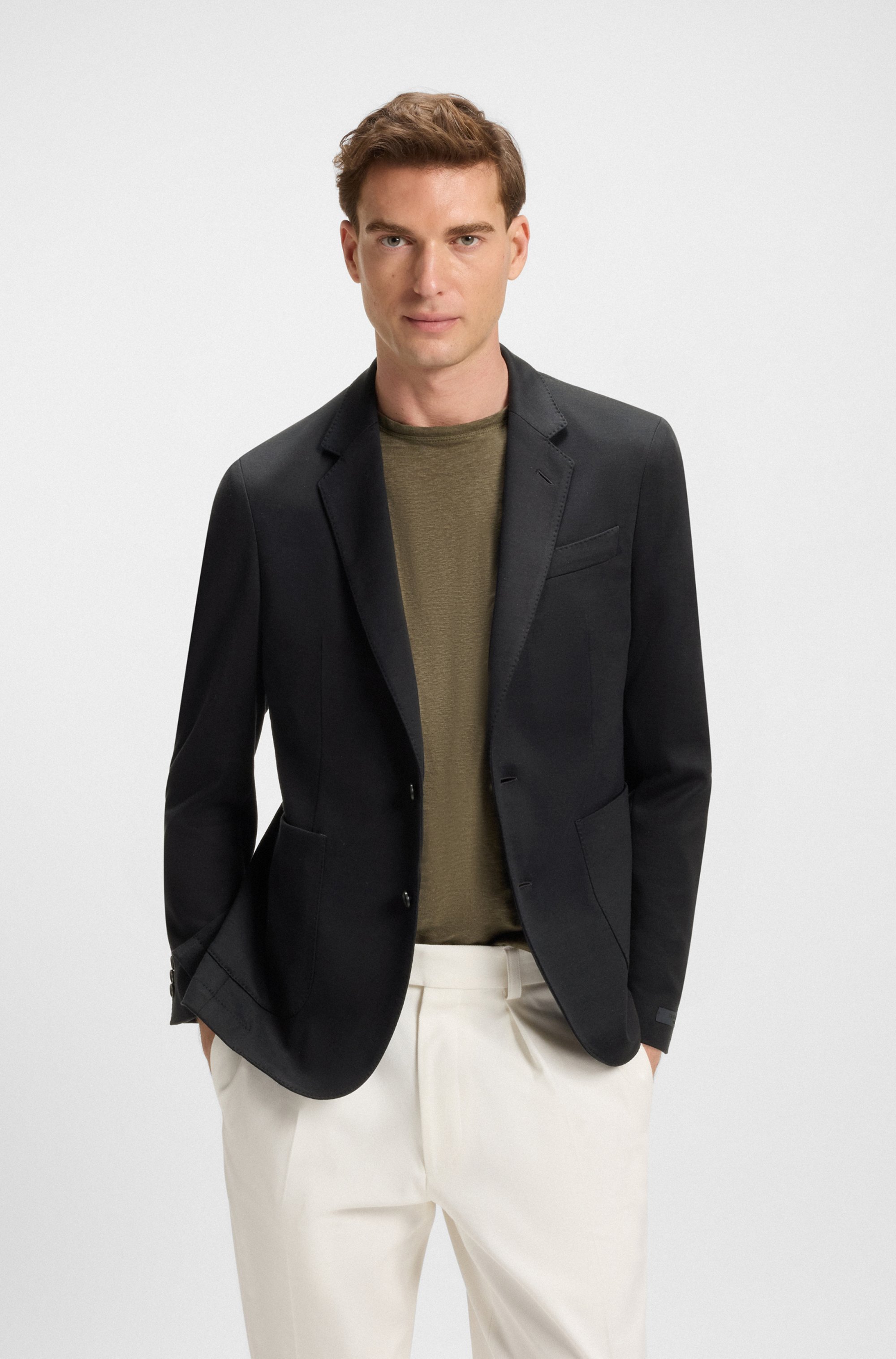 BECKHAM x BOSS blazer in a melange cotton blend