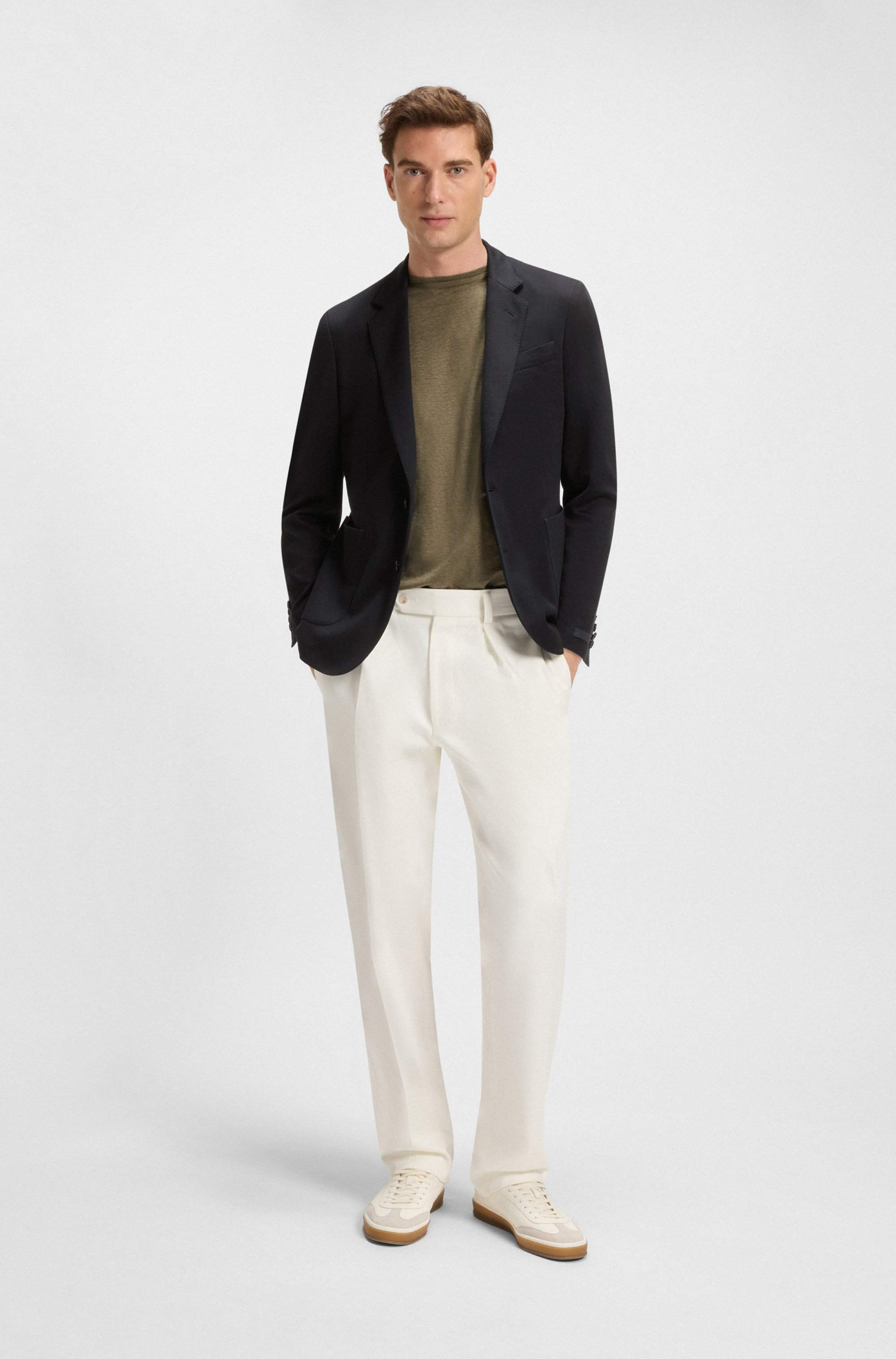 BECKHAM x BOSS blazer in a melange cotton blend