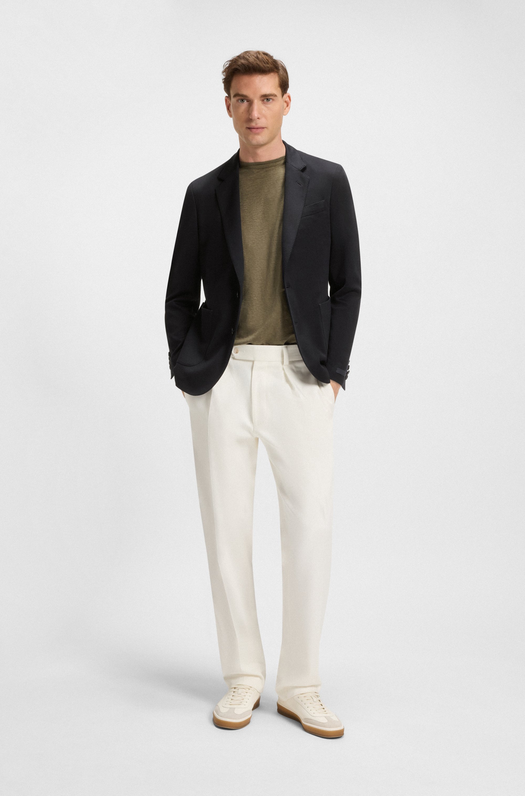 BECKHAM x BOSS blazer in a melange cotton blend