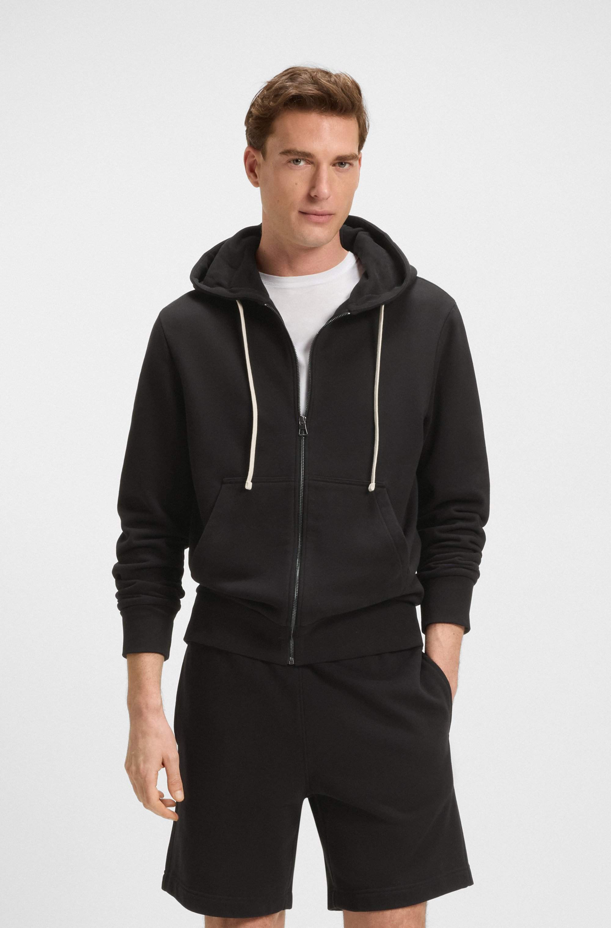 BECKHAM x BOSS zip-up hoodie in mercerised cotton terry