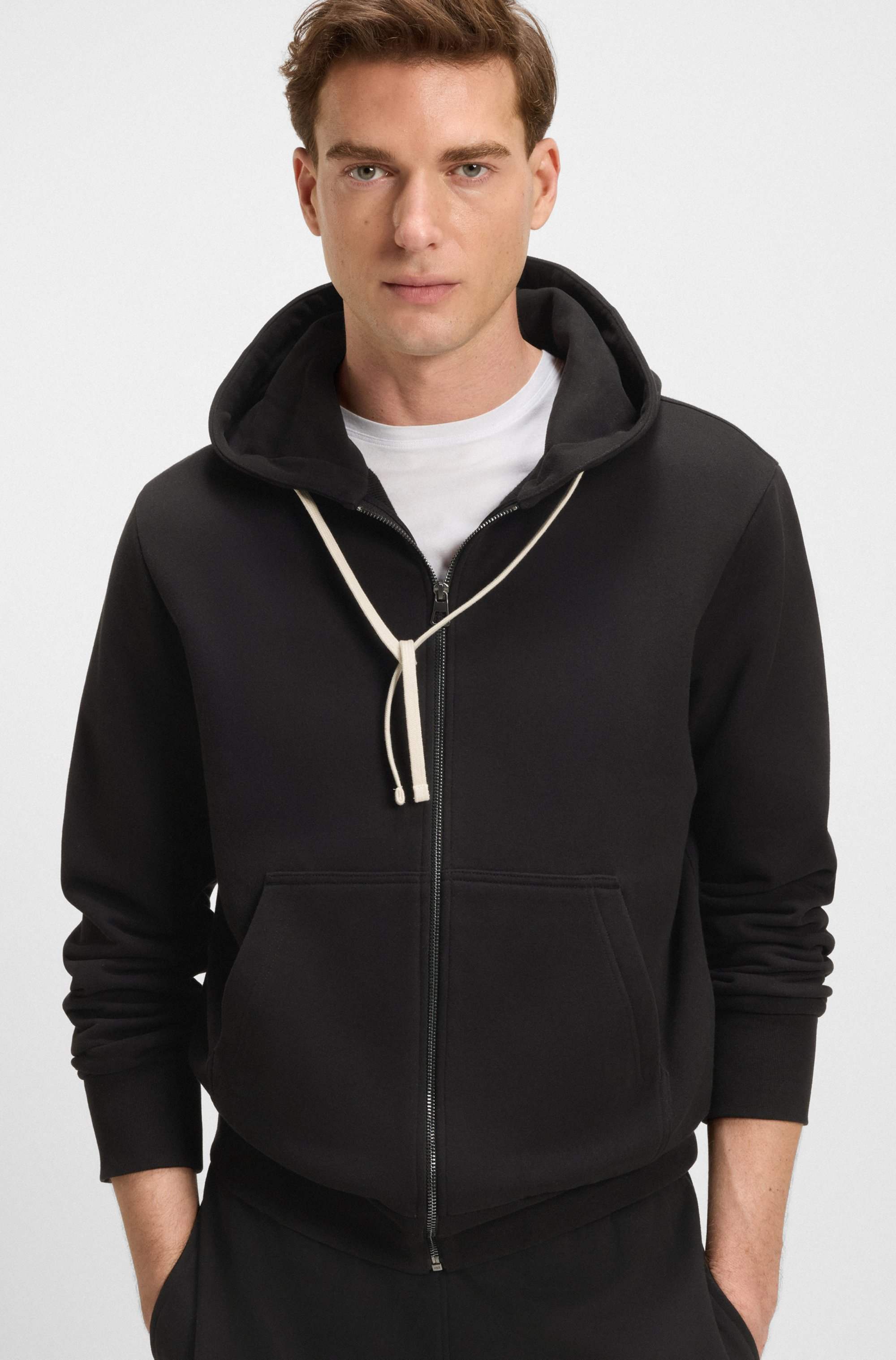 BECKHAM x BOSS zip-up hoodie in mercerised cotton terry