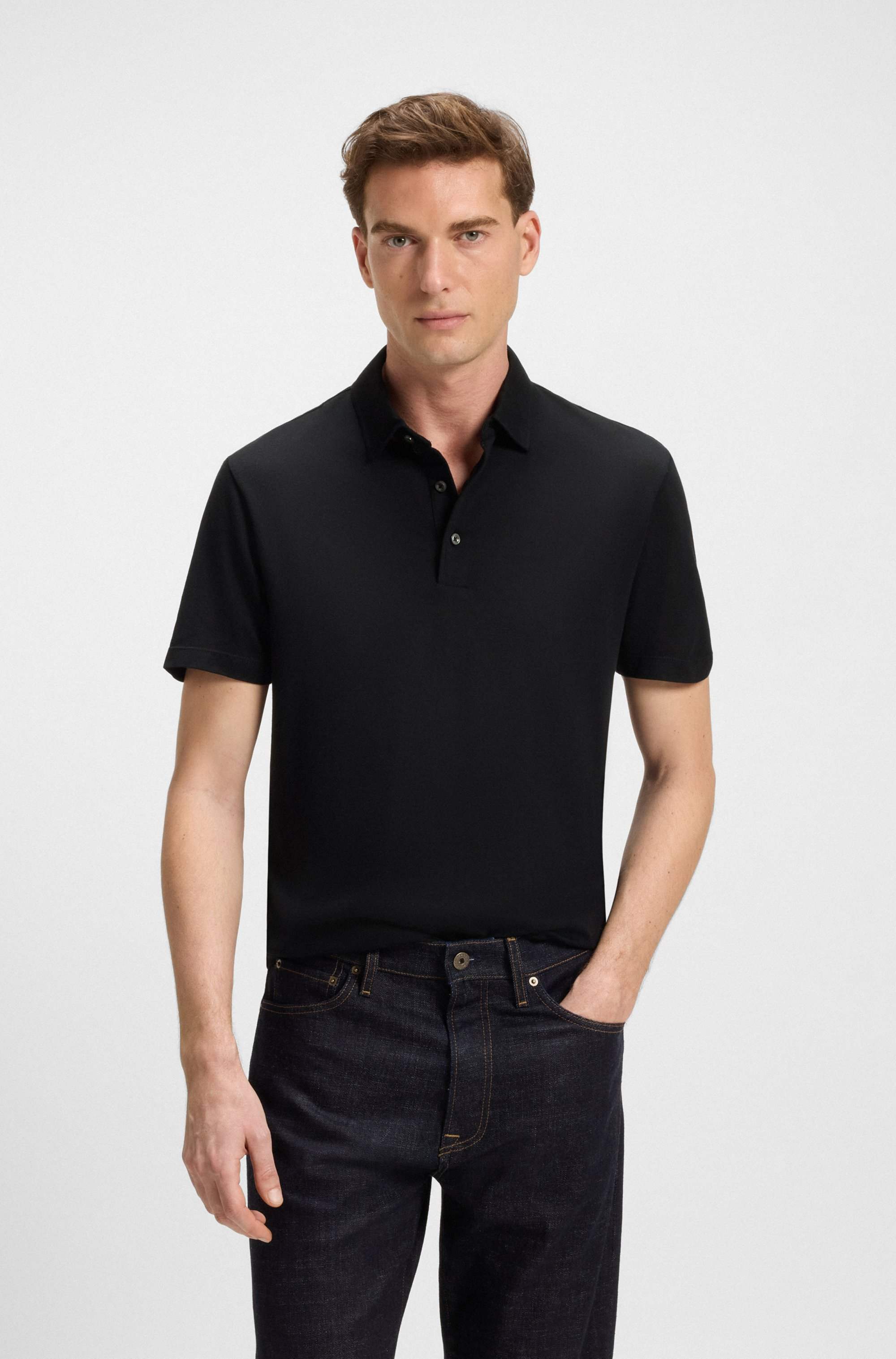 BECKHAM x BOSS polo shirt in cotton and silk