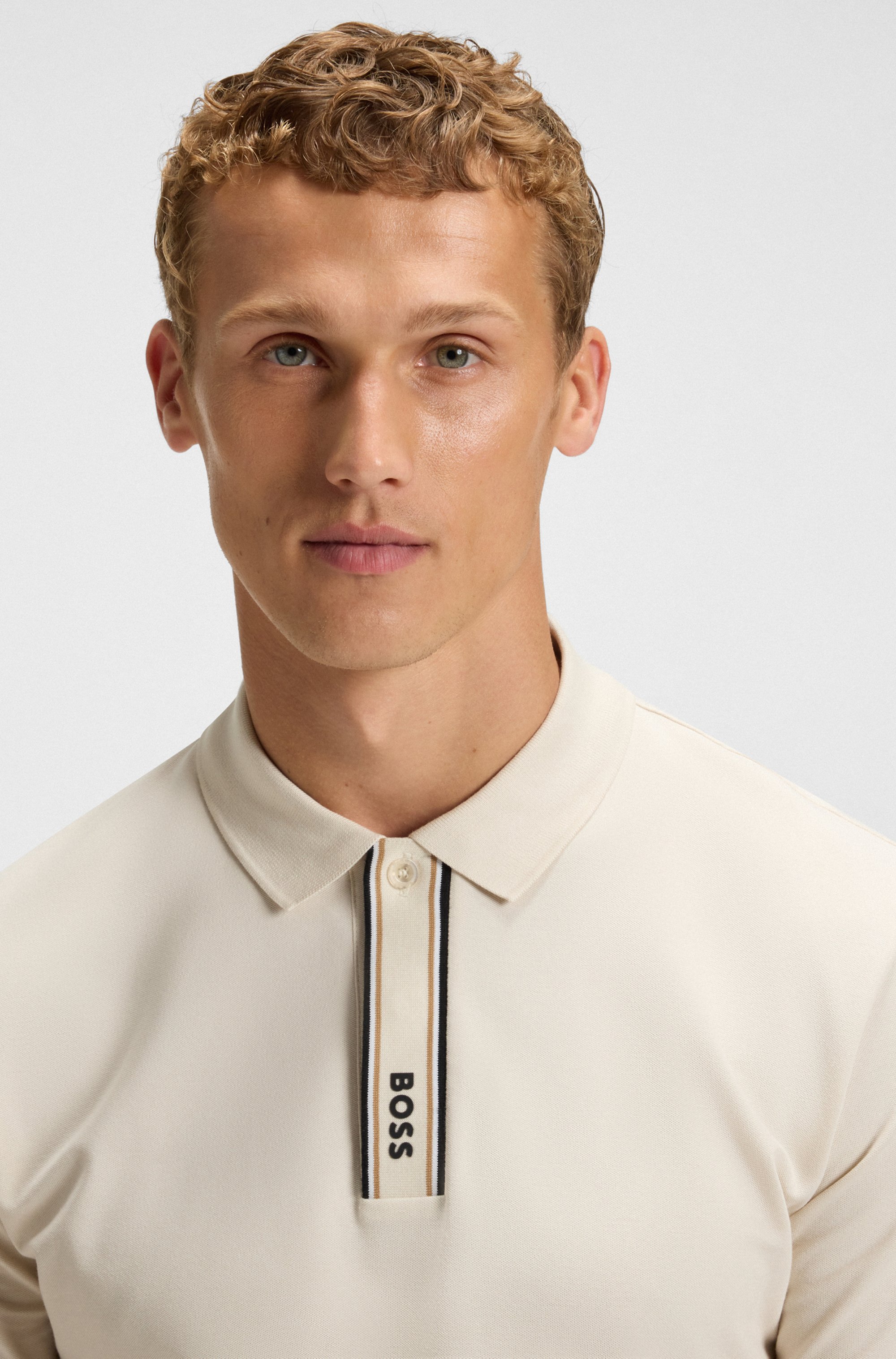 Paddy polo shirt with striped placket and logo