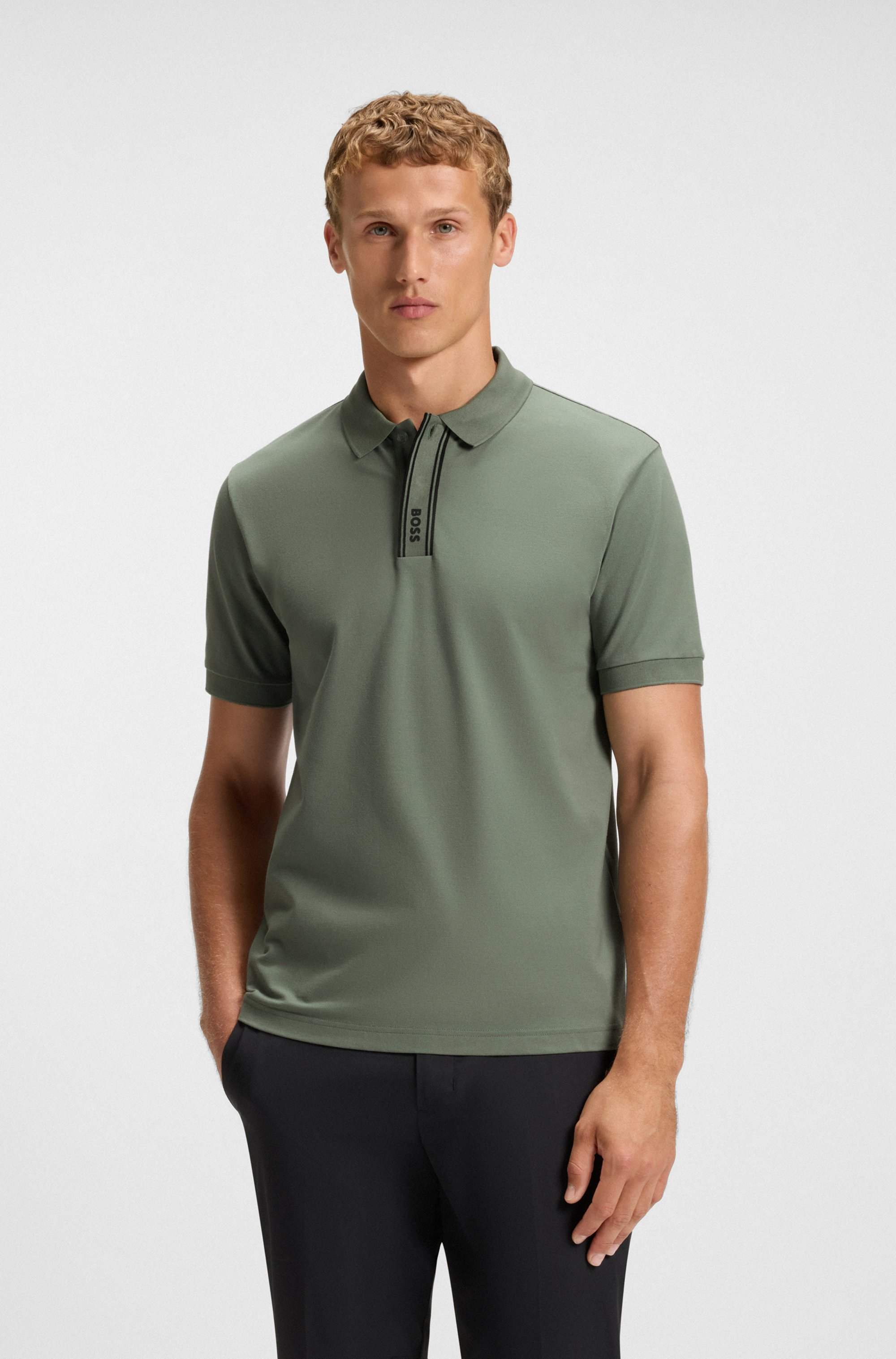 Paddy polo shirt with striped placket and logo