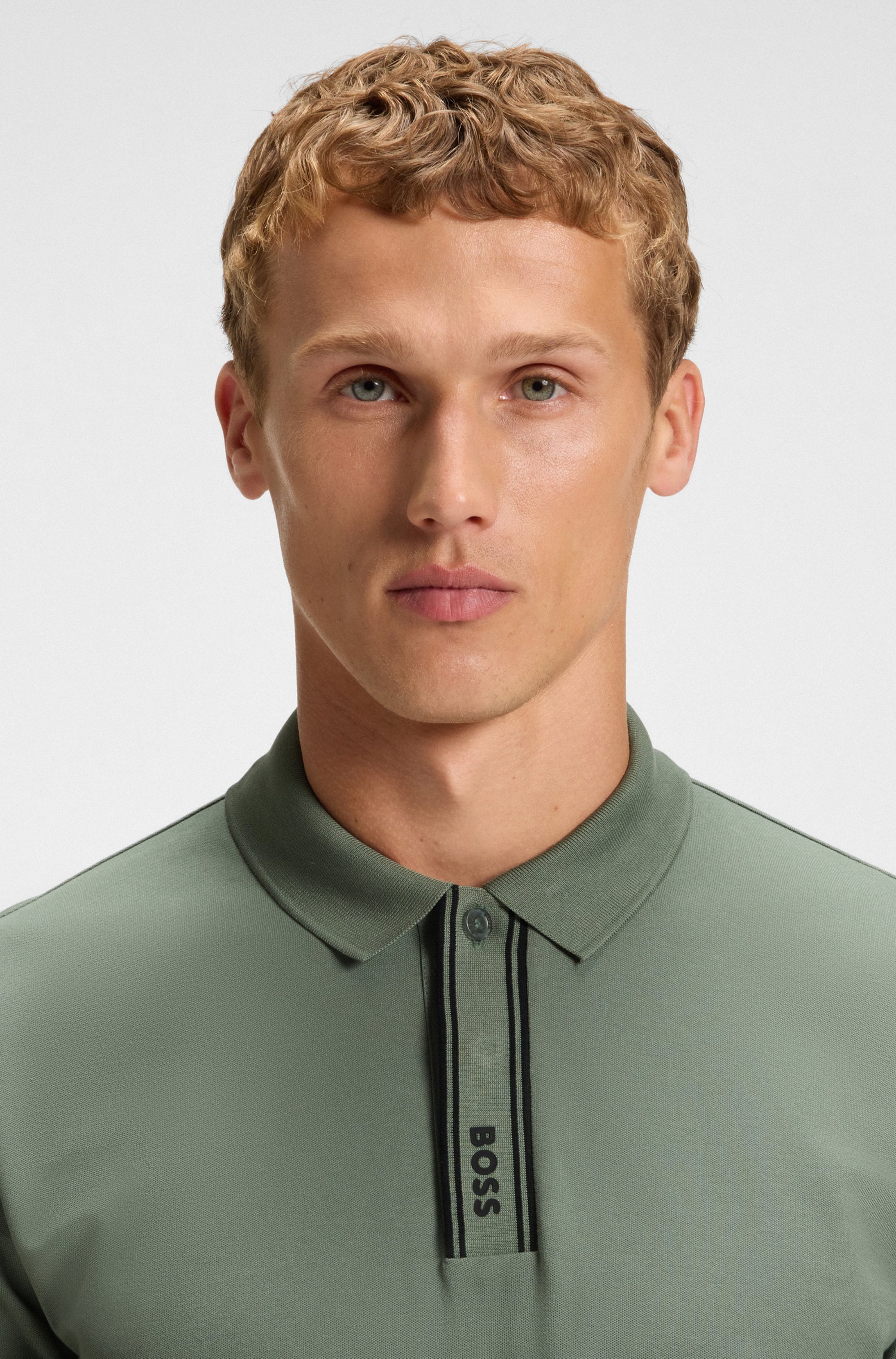 Paddy polo shirt with striped placket and logo