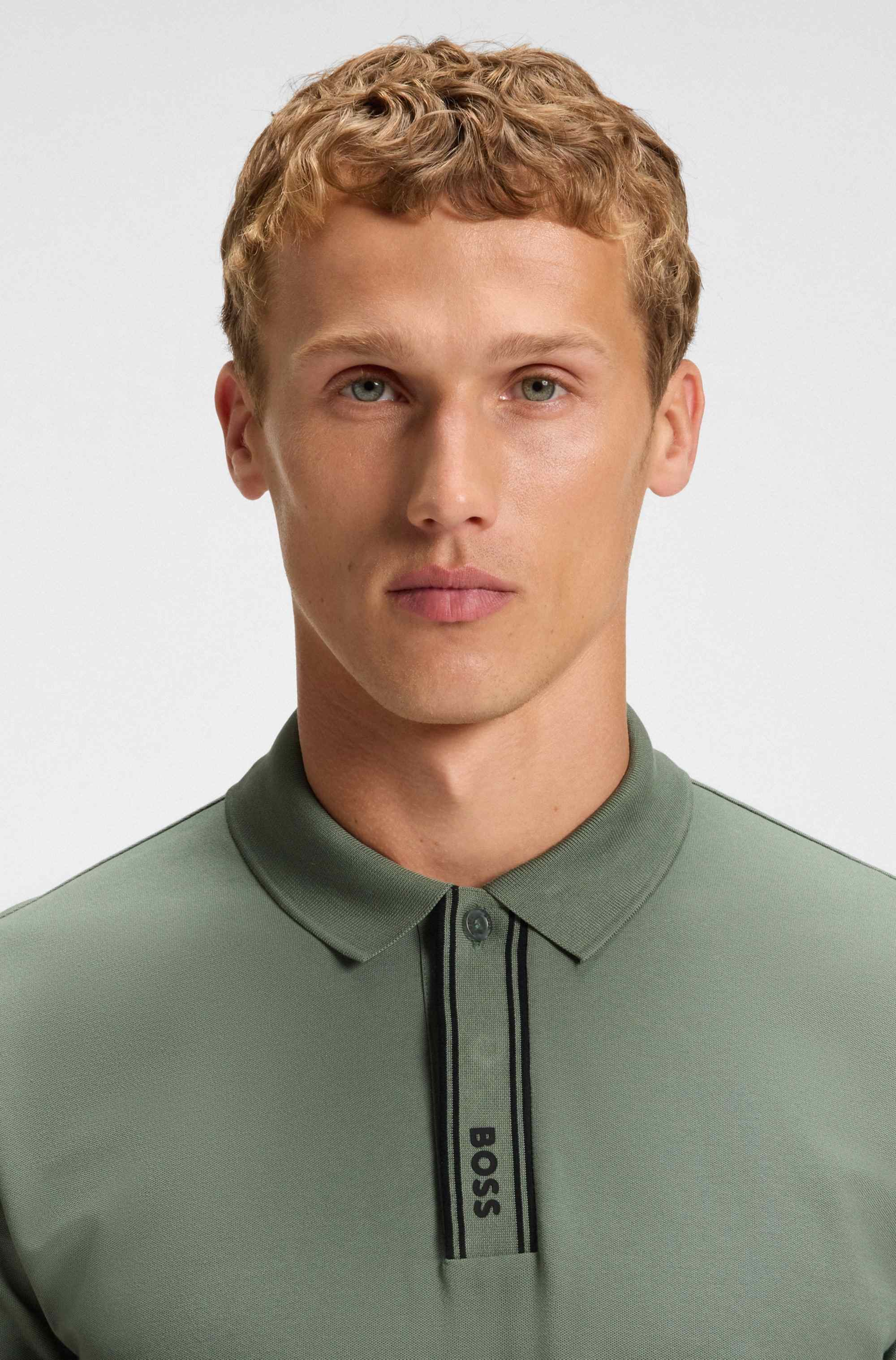 Paddy polo shirt with striped placket and logo