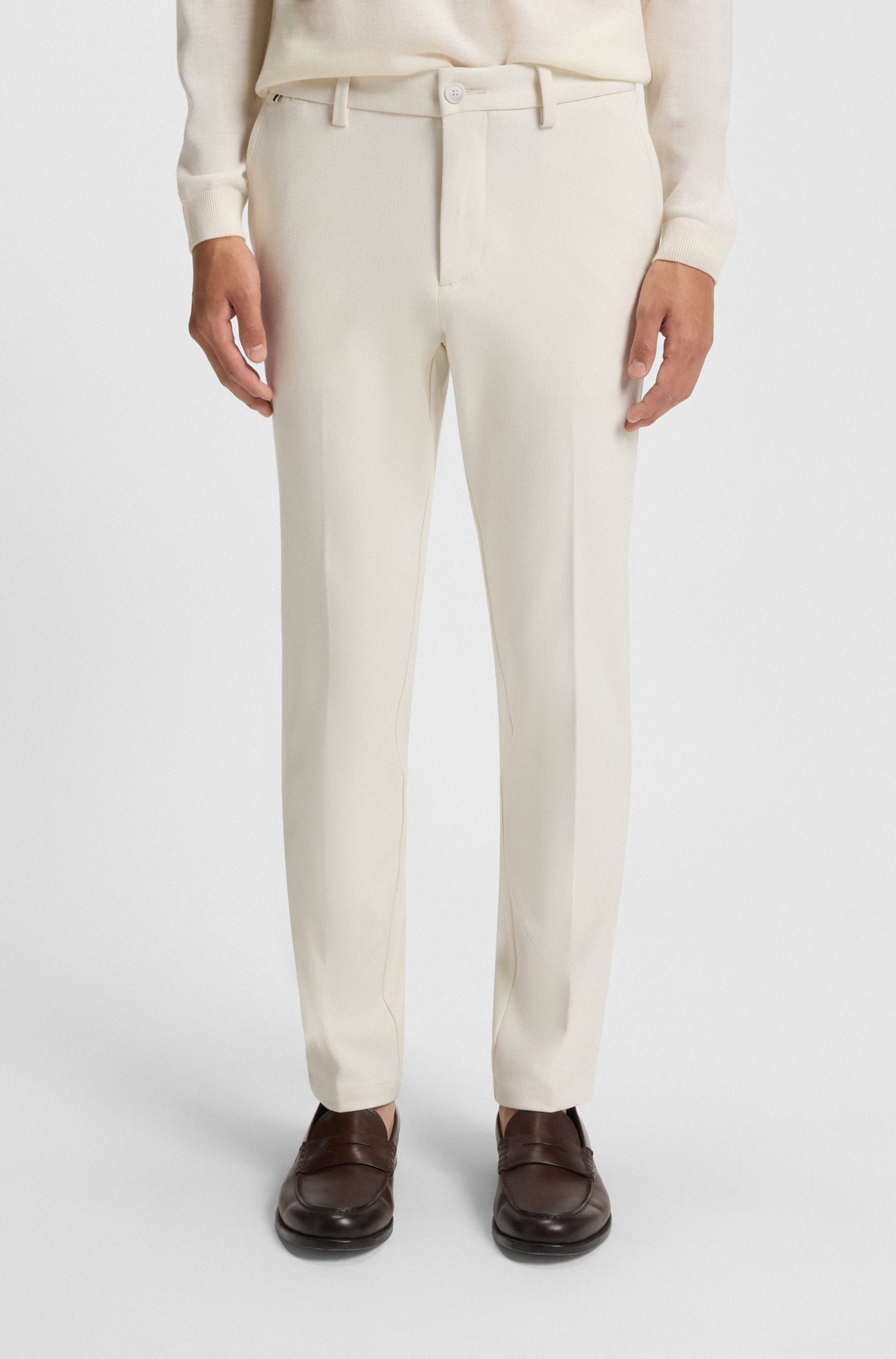 Slim-fit trousers in brushed herringbone