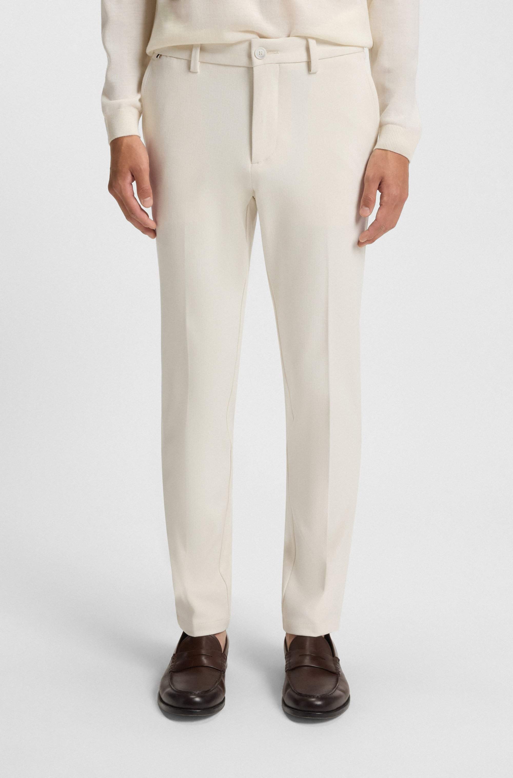 Slim-fit trousers in brushed herringbone