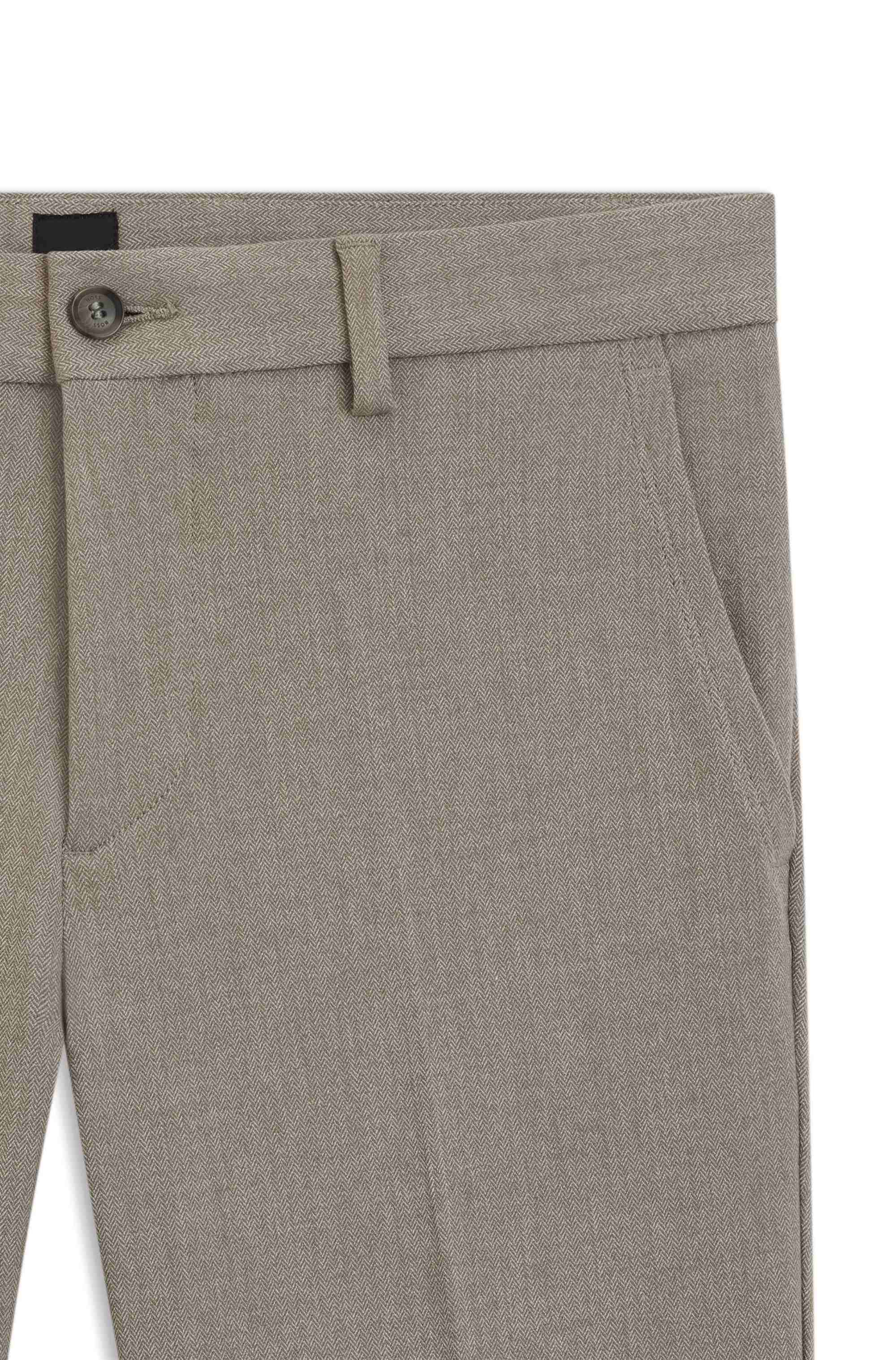 Slim-fit trousers in brushed herringbone