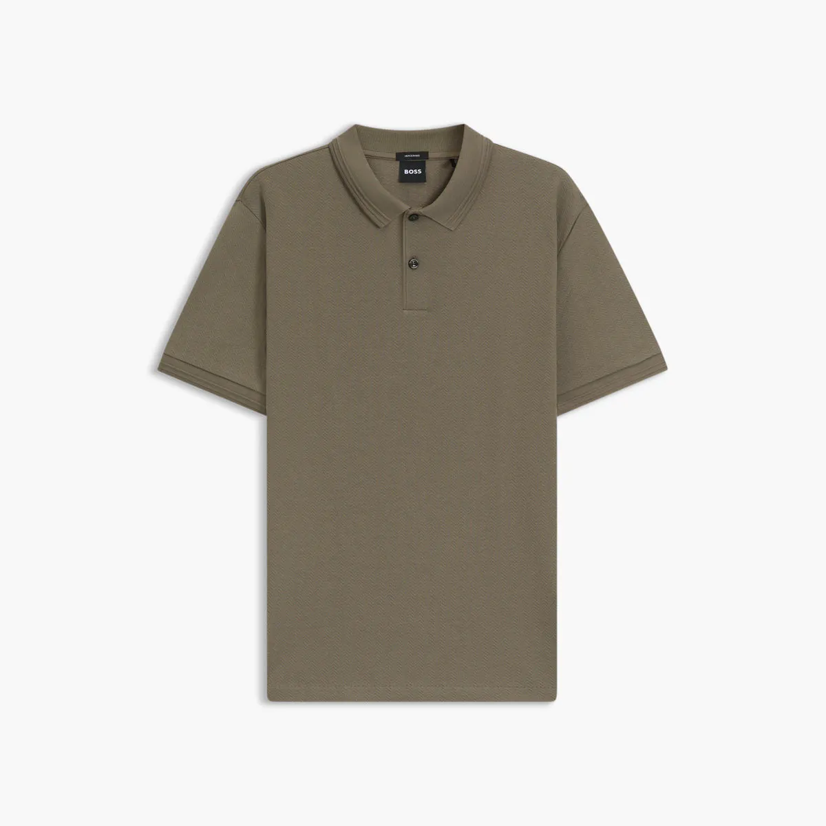 Cotton Polo Shirt With Herringbone Structure