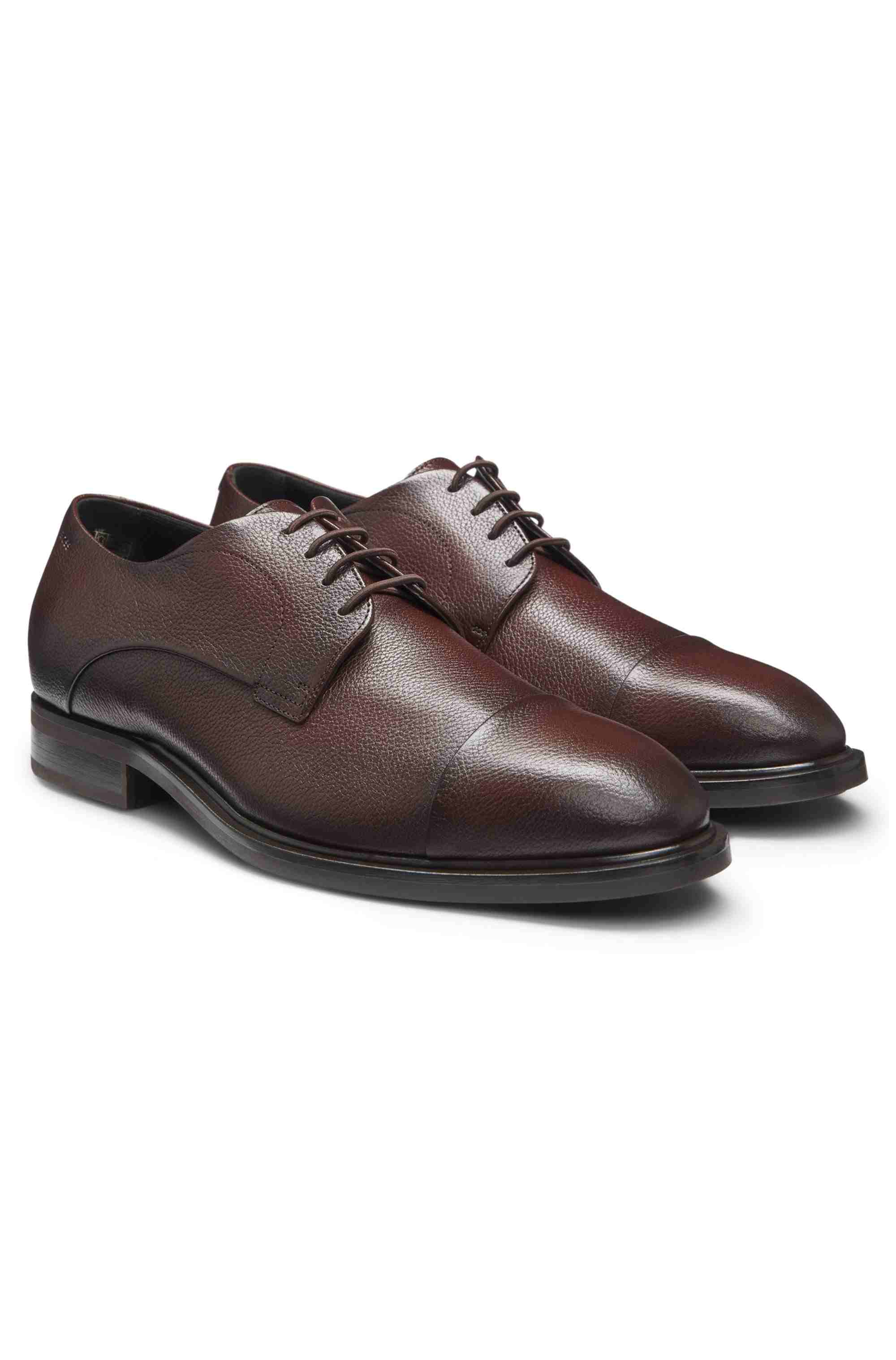 Cap-toe Derby shoes in grained leather
