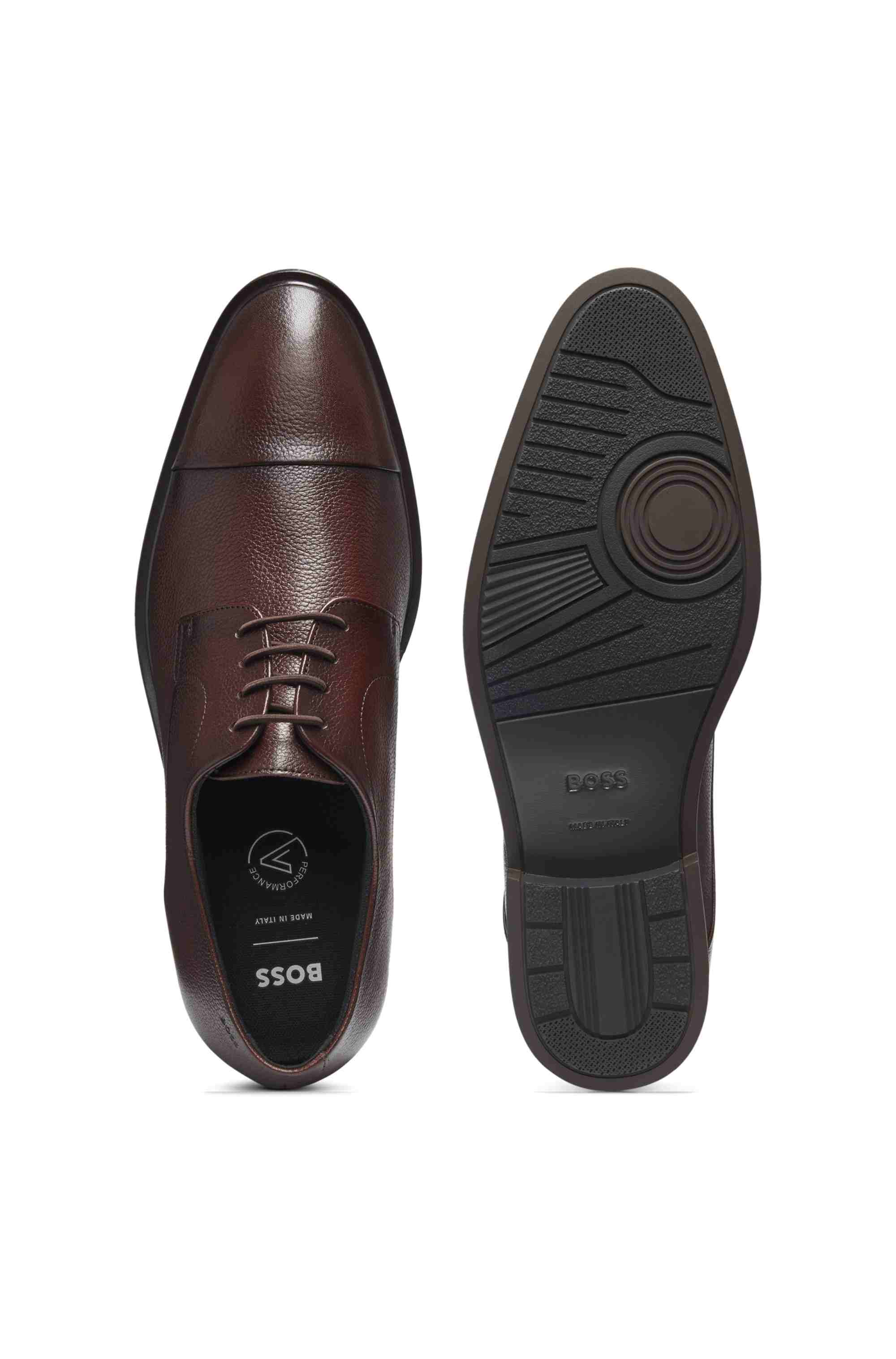 Cap-toe Derby shoes in grained leather
