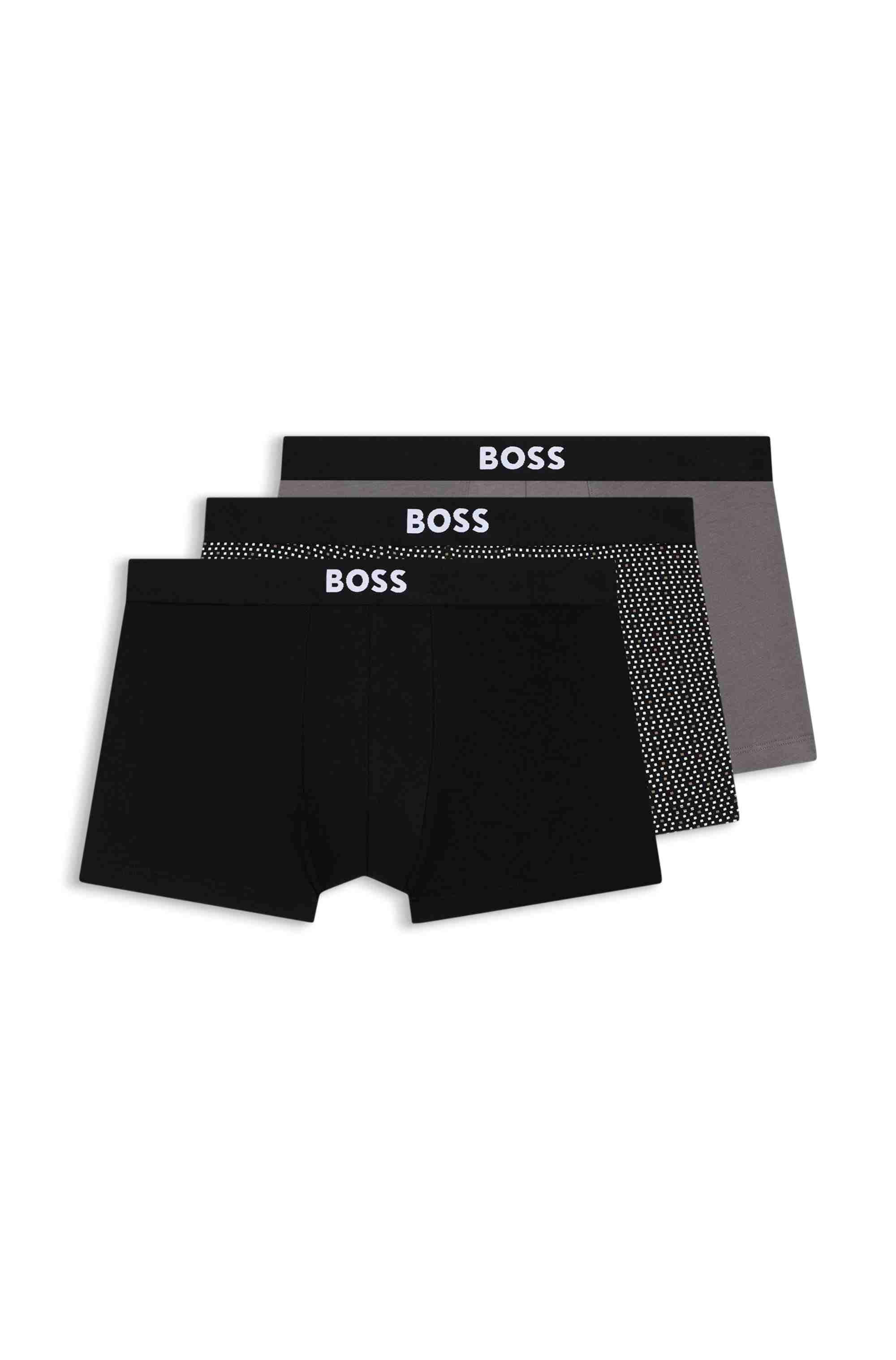 Three-pack of stretch-cotton trunks with logos